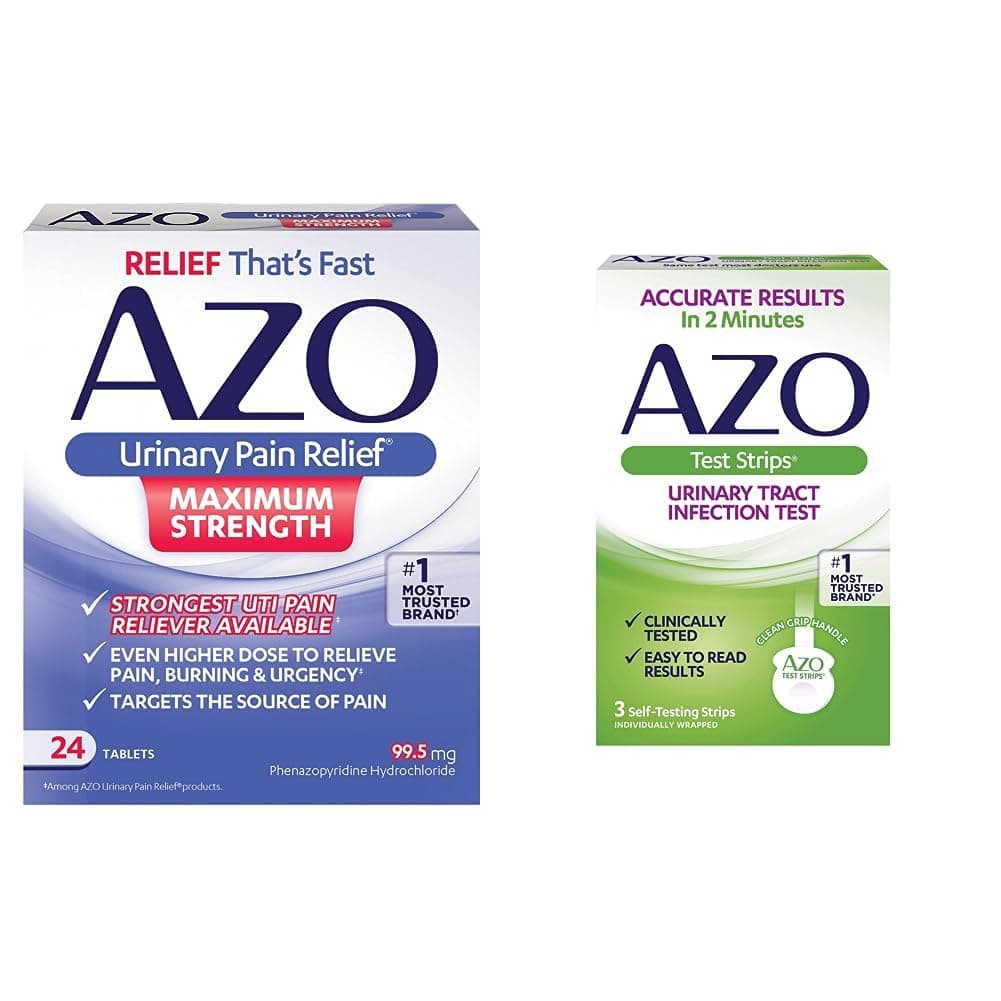 Urinary Pain Relief Maximum Strength (24 Count) Urinary Tract Infection Urinary Tract Infection (UTI) Test Strips, Accurate Results in 2 Minutes, 3 Count