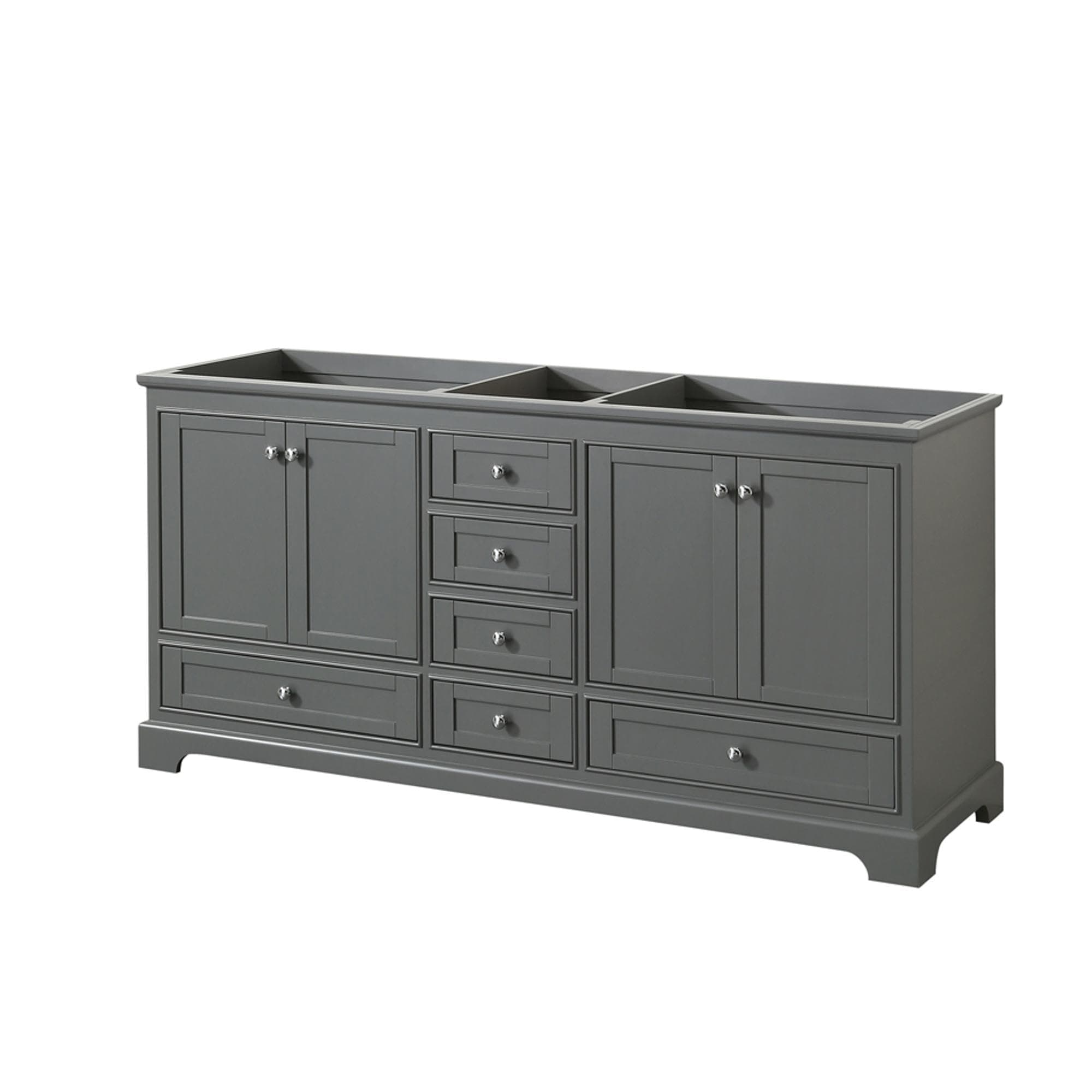 Wyndham CollectionDeborah 72 inch Double Bathroom Vanity in Dark Gray, No Countertop, No Sinks, and No Mirrors