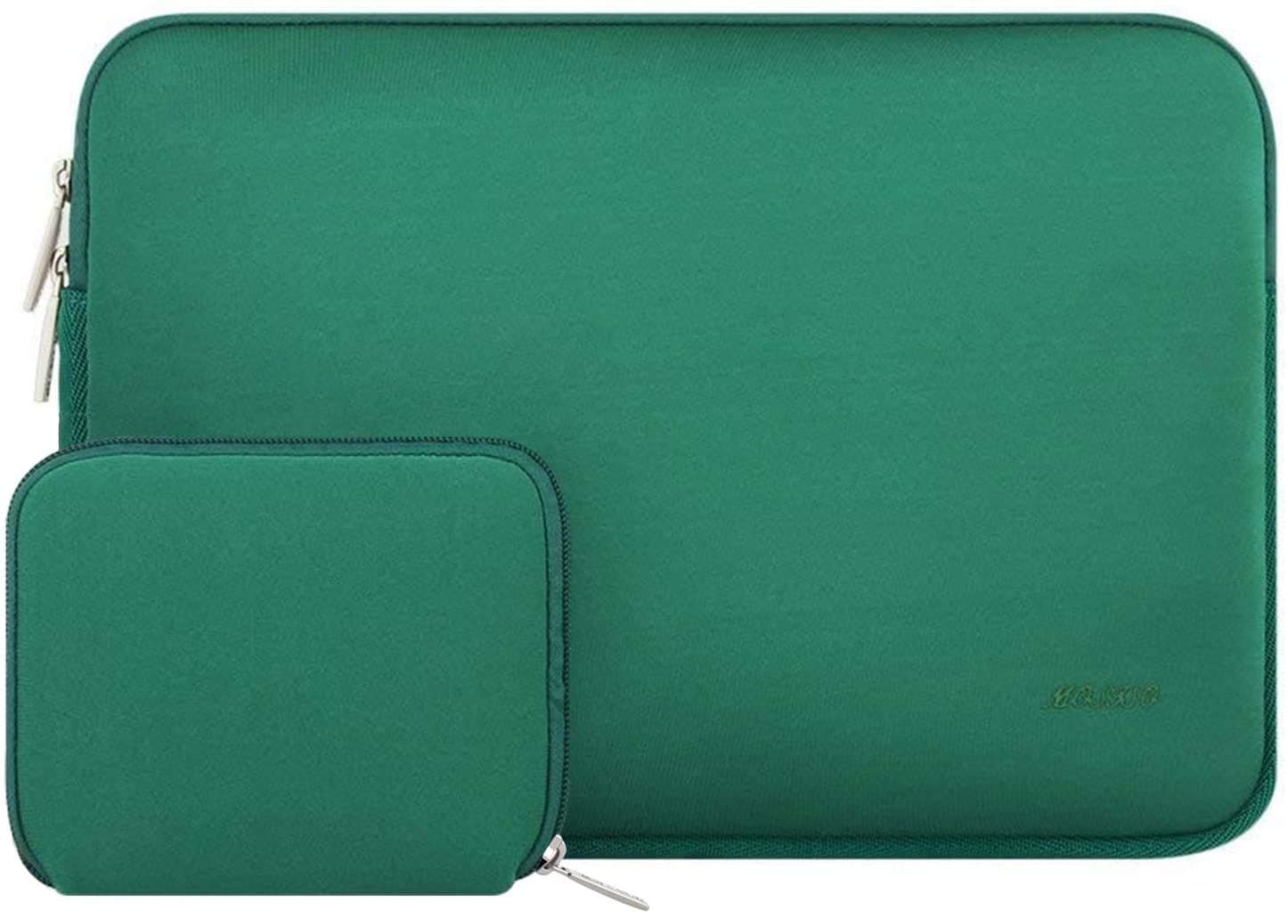 MOSISO Neoprene Water Repellent Sleeve Bag with Small Case Only Compatible 15-15.6 Inch Laptop, Pure Green