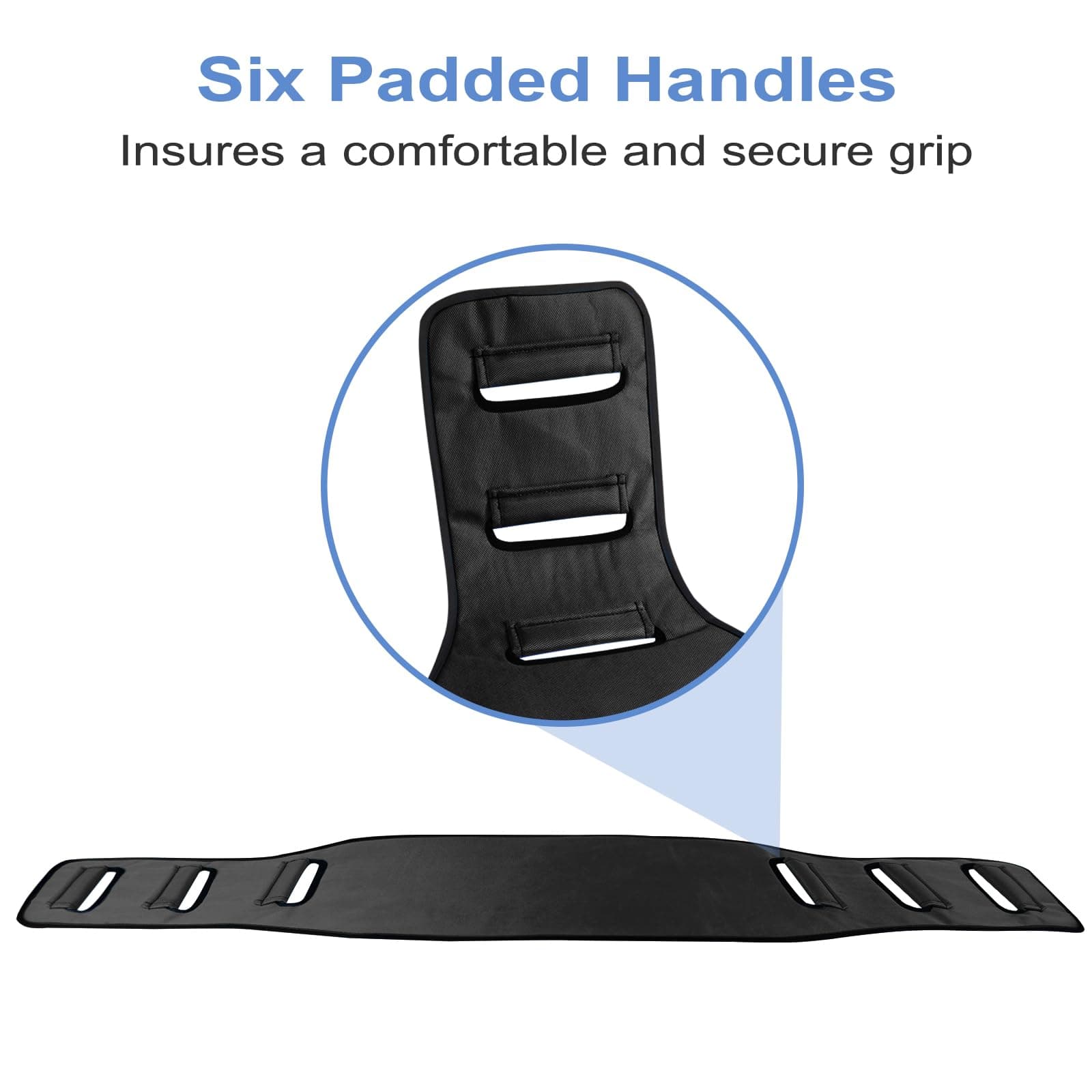 Transfer Belt Transfer Sling - Padded Gait Belt - Heavy Duty Patient Lift, Mobility Standing and Lifting Aid for Disabled, Elderly, Injured - Safely Move from Bed and Wheelchair(Black)