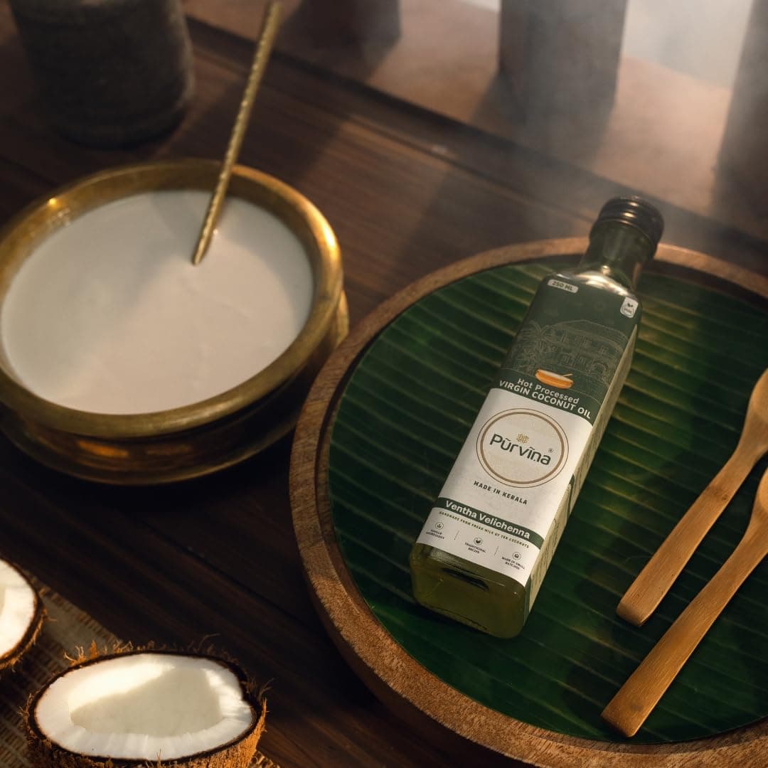 Pure Coconut Oil for Hair, Skin & Oil Pulling - Handmade & Extra Virgin Coconut Oil Made of Coconut Milk - Pure Ventha Velichenna - 250ml