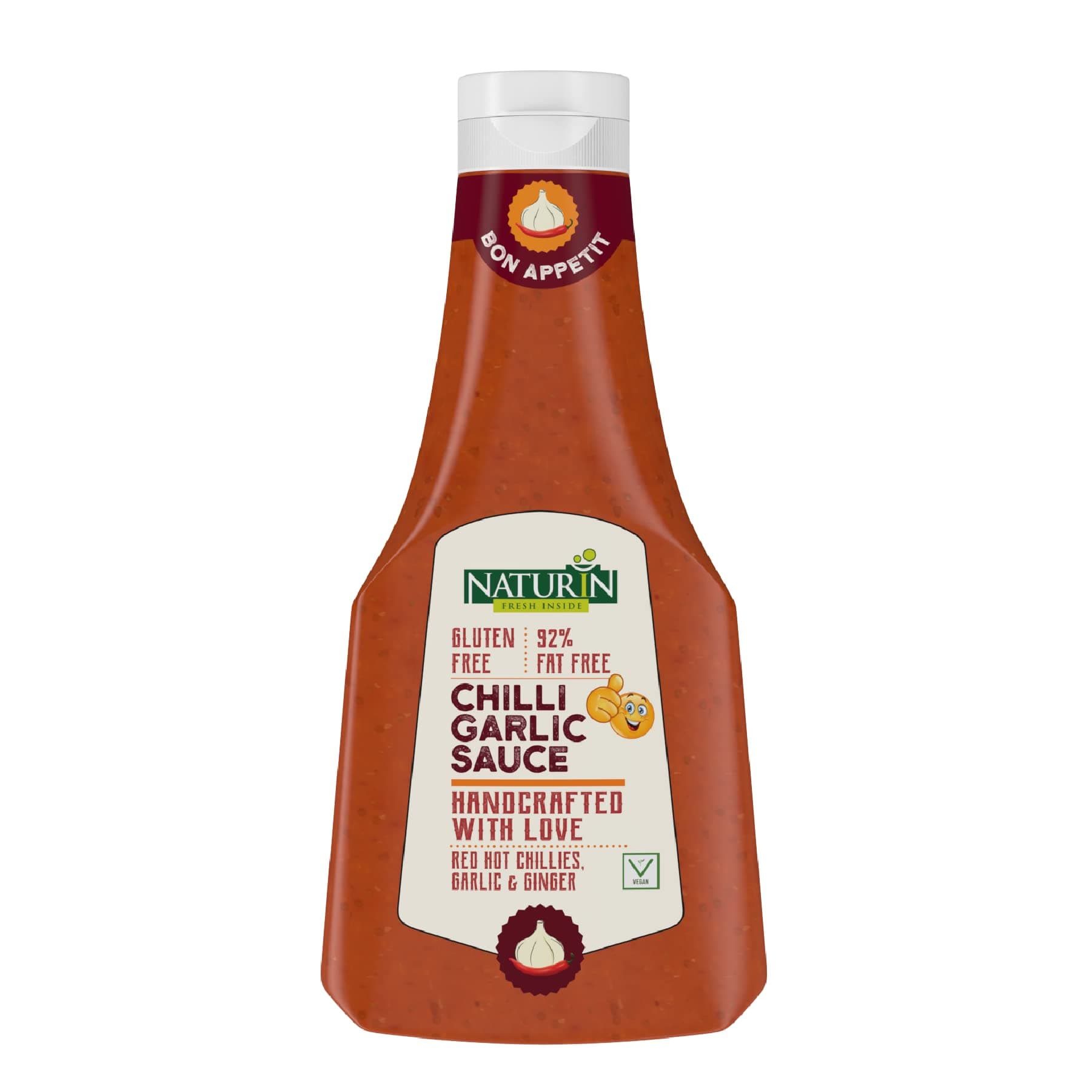 Naturin Chilli Garlic Sauce - Real Hot & Spicy Gluten Free Chutney - 100% Vegetarian - Made with Traditional Indian Spices for Dip, Spread & Cook - 375gm