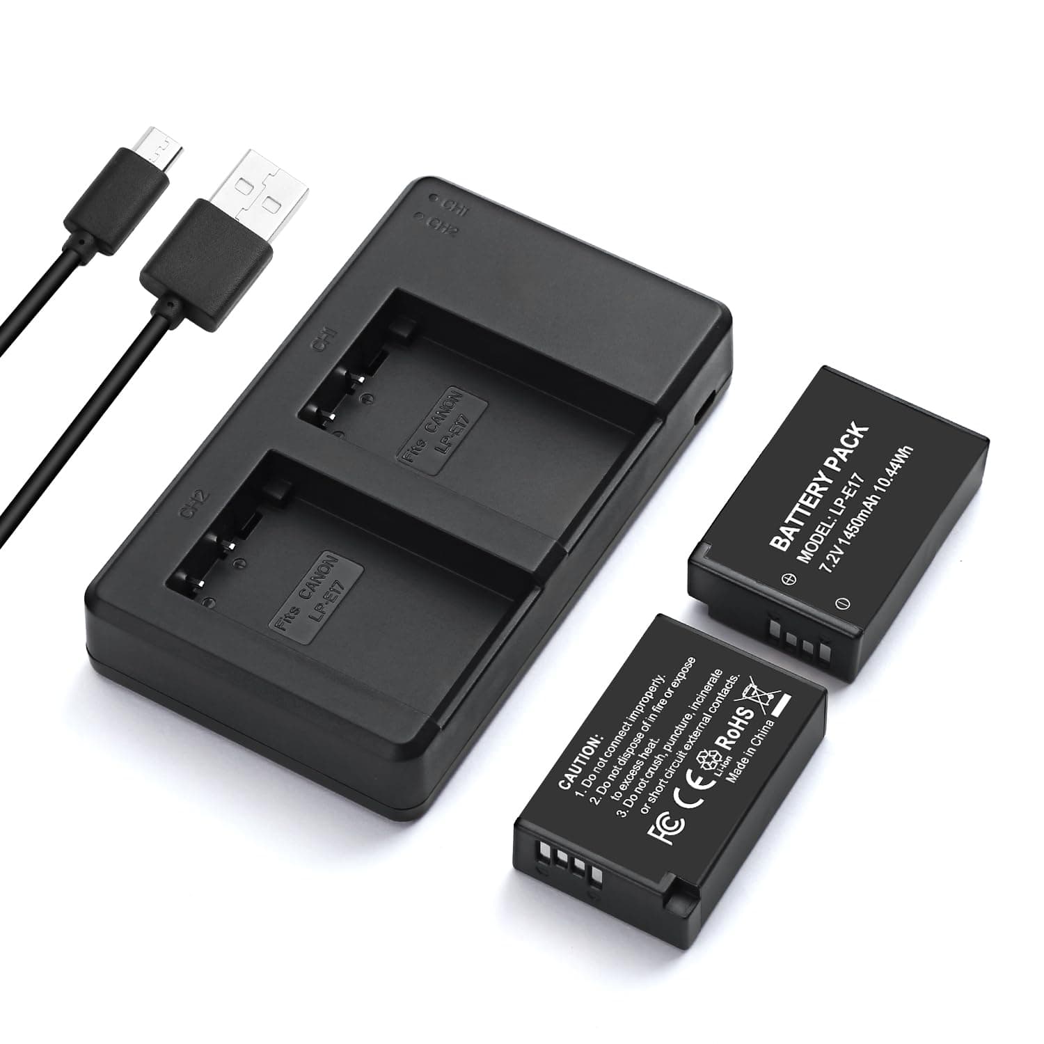 LORDONE - Pack of 2 LP-E17 & LP E17 Dual USB Charging Battery for Canon EOS R8 R10 R50 R100 RP EOS77D 850D 800D 760D 750D 200DII 200D M5 M6 M3 Rebel T7i T8i T6 T6 T6 TT6 SL2 SL2 SLSL3 Cameras