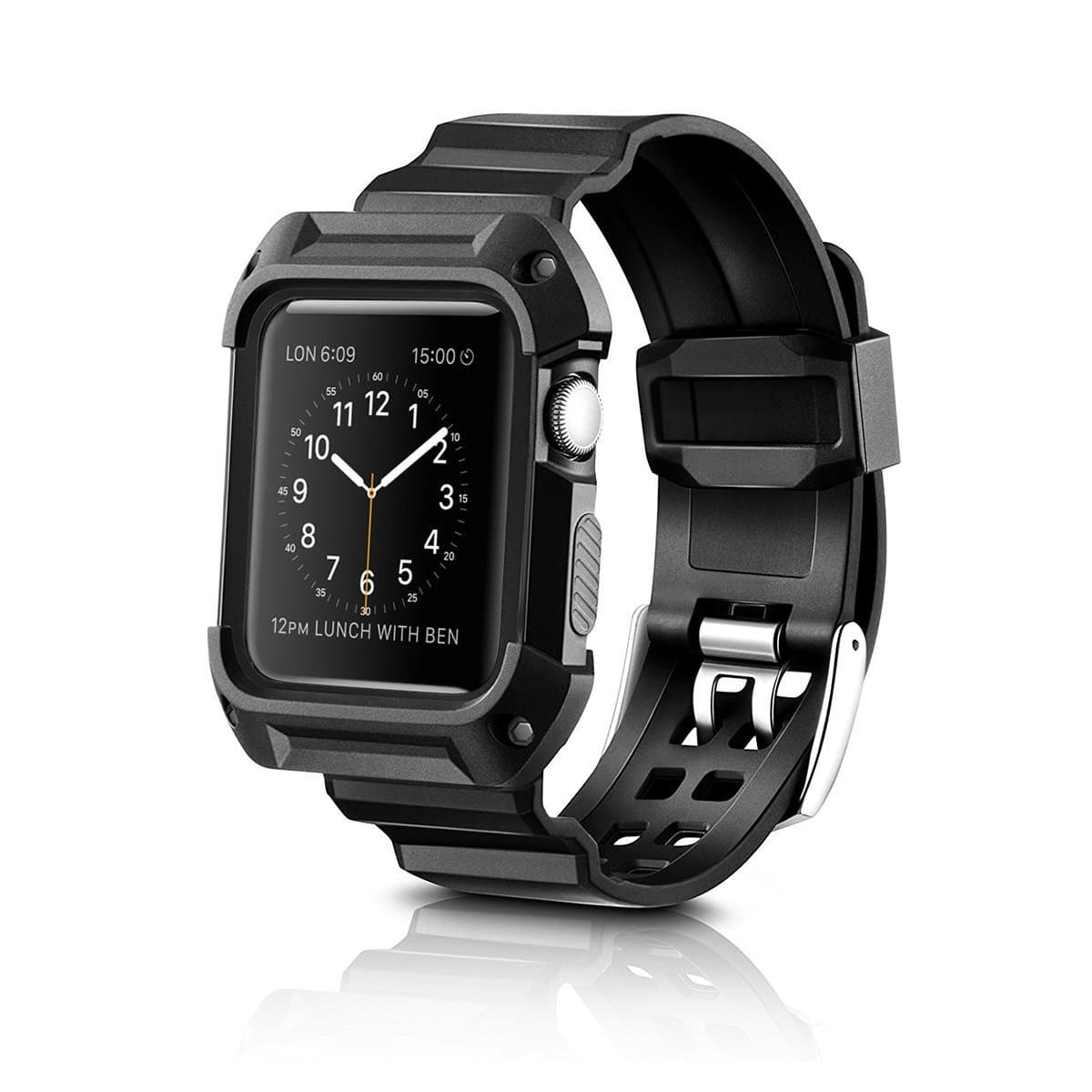 Apple Watch Band 38mm Black With Case Universal For Series 1 Series 2, LAXTTO Apple Watch Sport Band (38mm Black)