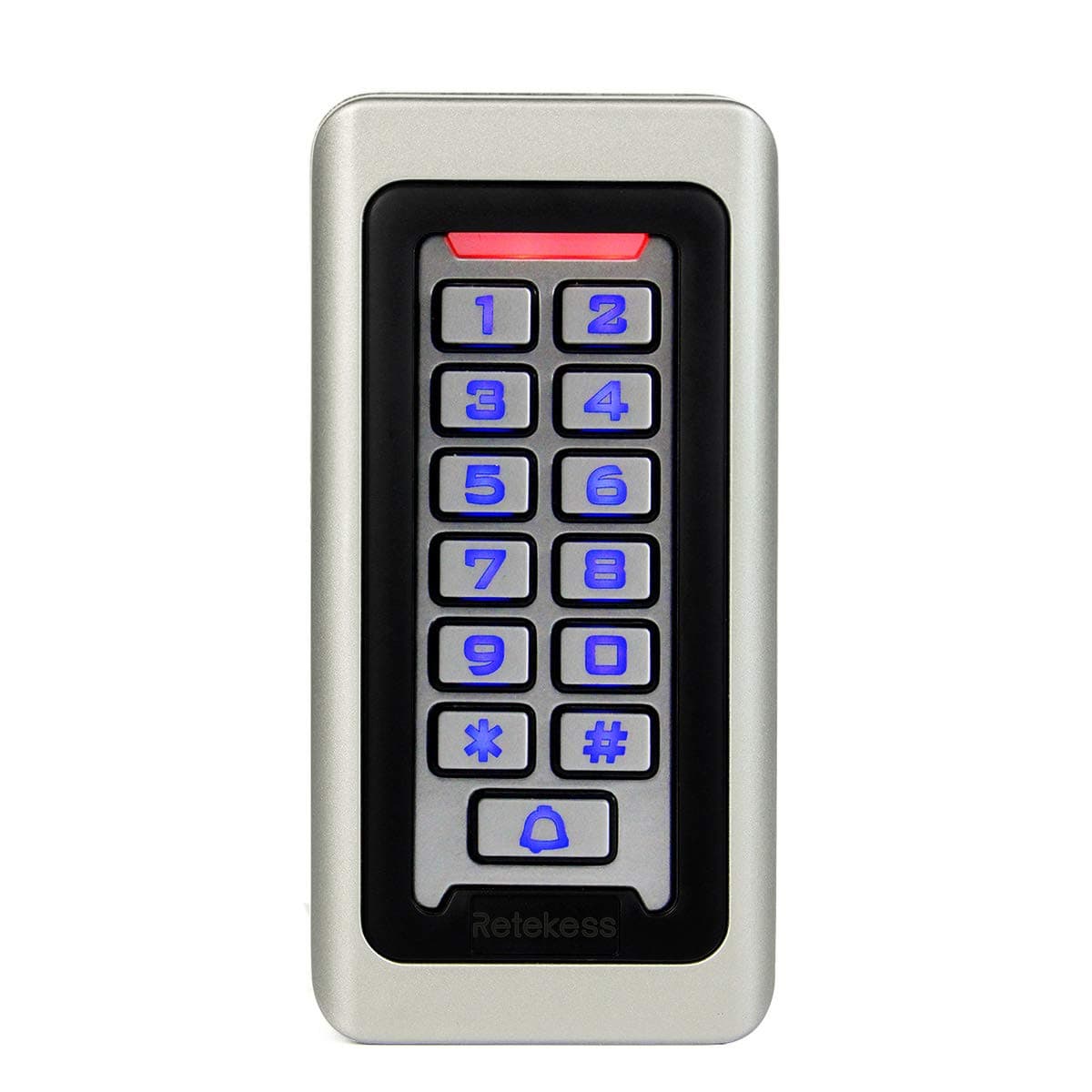 TIVDIO Access Control Keypad Door Keypad Outdoor Waterproof IP68 Metal Case RFID 125KHz Keypad Single Door Stand Alone with 2000 Users for Outdoor and Indoor Wiegand 26 bit(Silver)