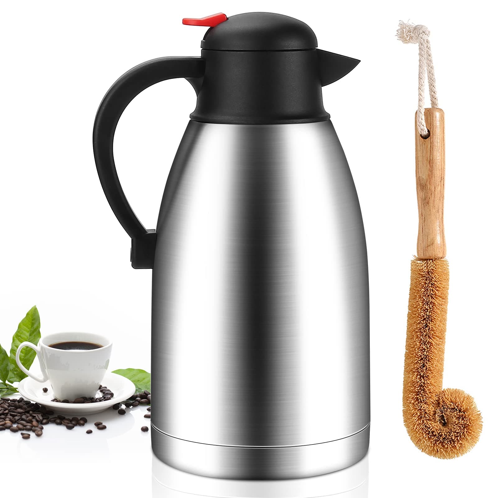 68 Oz Stainless Steel Thermal Carafe, 2 Liter Double Wall Insulated Coffee Server, Keeps Hot 12 Hours
