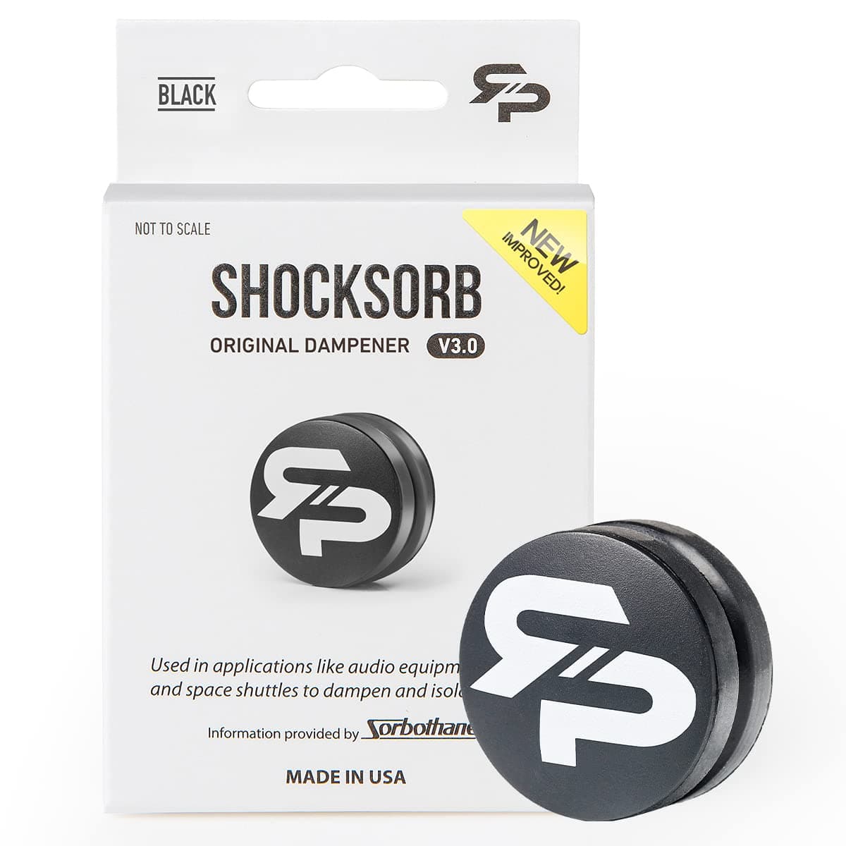 RTP Tennis Racket Vibration Dampener - ShockSorb Original or Ultrasoft V3 The Only Dampener Made for Pain Relief - Handcrafted with Patented Material Sorbothane Made in USA - 1 Pack Limited Warranty