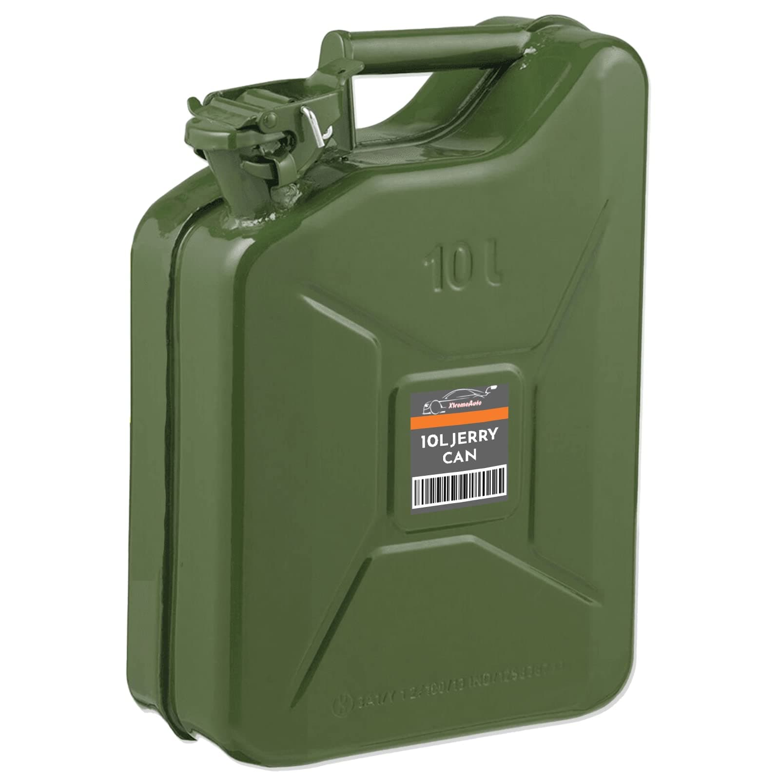 Xtremeauto Jerry Can Fuel Can Metal Petrol Can Water Container Cans Extra Large Liquid Storage Canister For Diesel, Petrol, Oil & Water Container -UN Approved, TUV/GS Certified (10L Jerry Can), Green