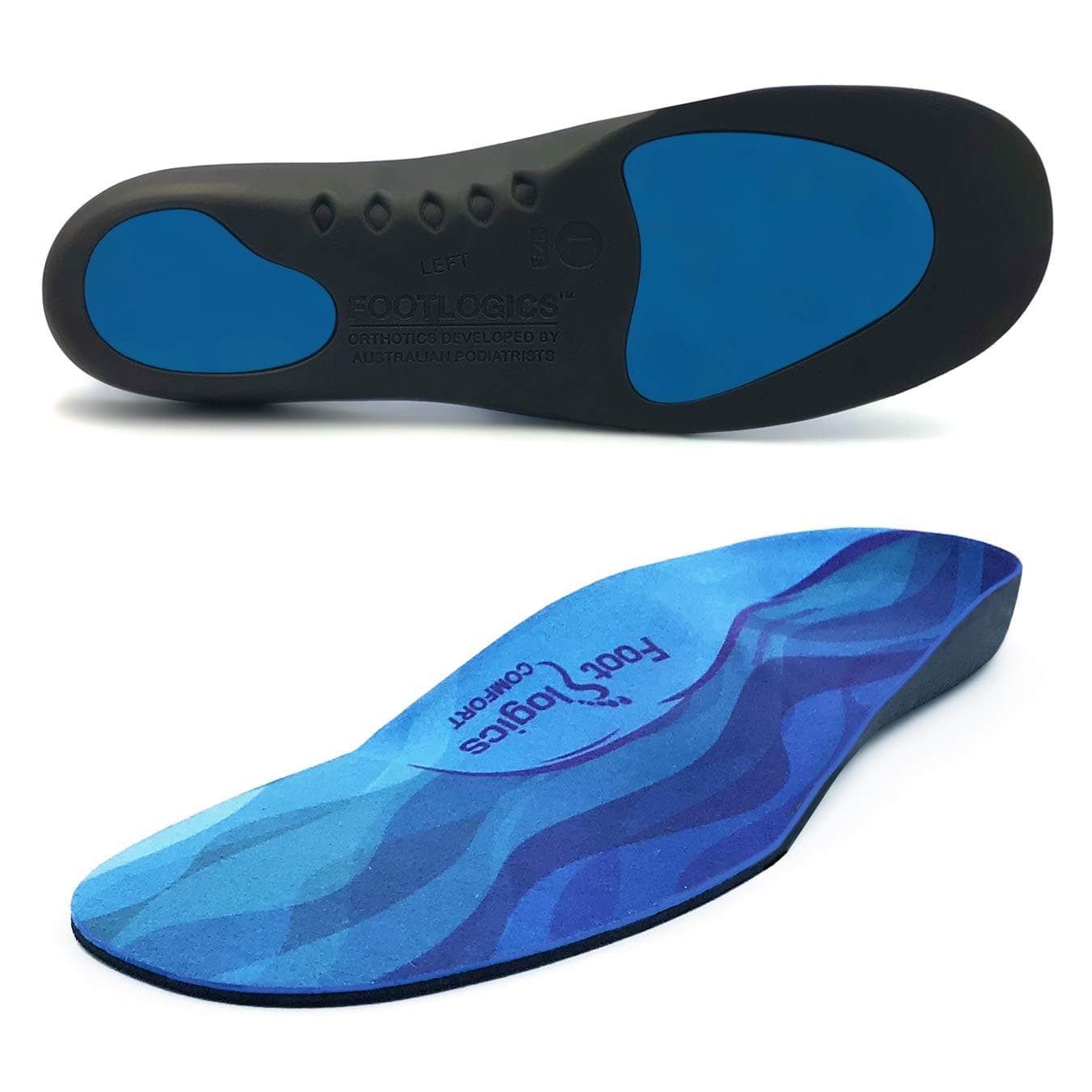 Footlogics Comfort - Full-Length Orthotic Shoe Insoles with Arch Support for Plantar Fasciitis, Ball of Foot Pain, Flat Feet - Comfort Wear, Pair (Small)