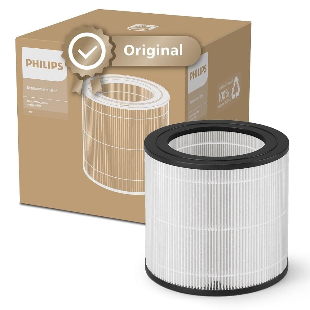 Philips Genuine Replacement Filter for Air Purifier AC0650, NanoProtect HEPA, 12 Months, Lifetime Indicator, Black/White (FY0611/30)