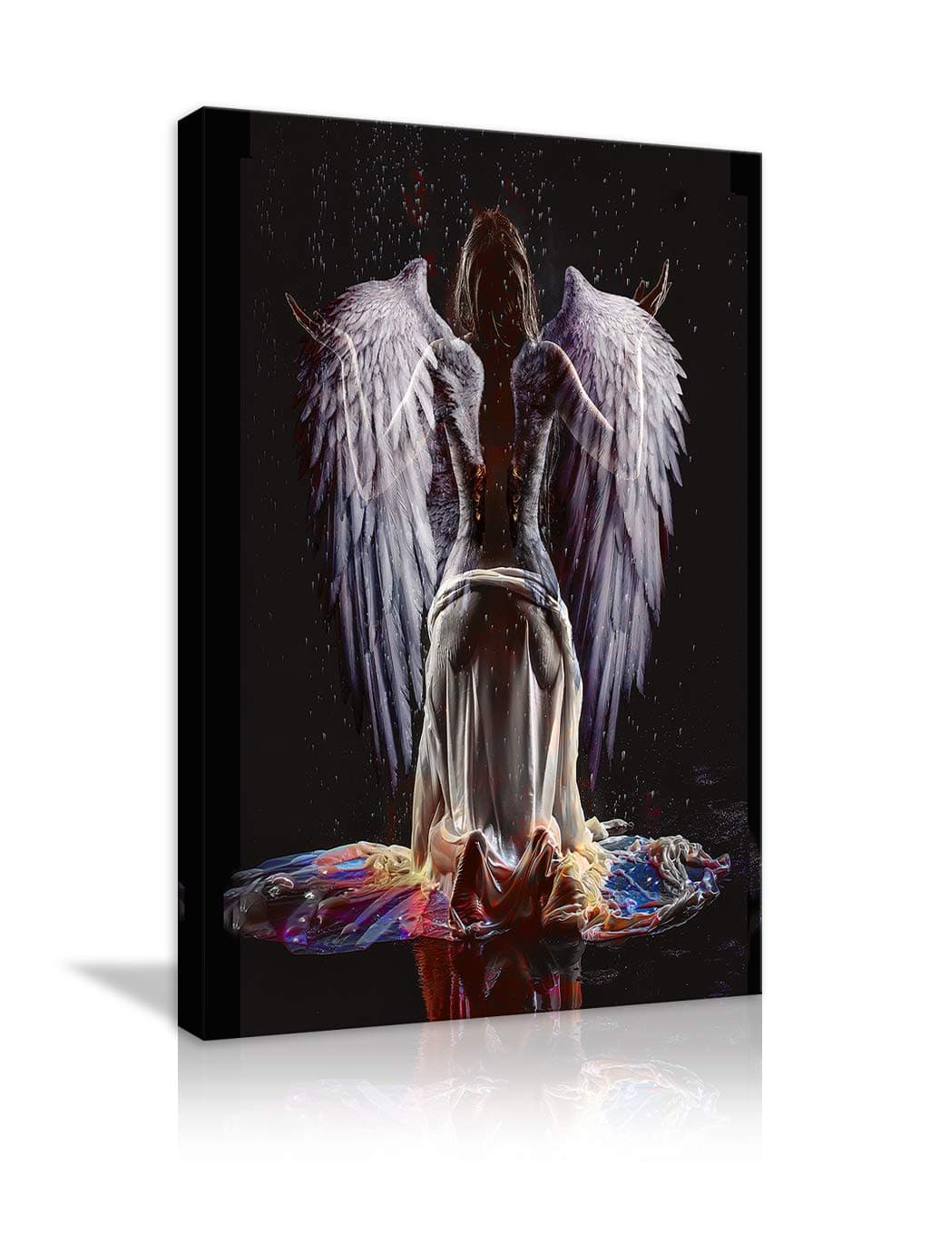 AMEMNY Sexy Naked Angel Wing Abstract Canvas Painting Large Wall Art Beauty Decorative Painting Corridor Wall Painting Simple European Frame Ready to Hang