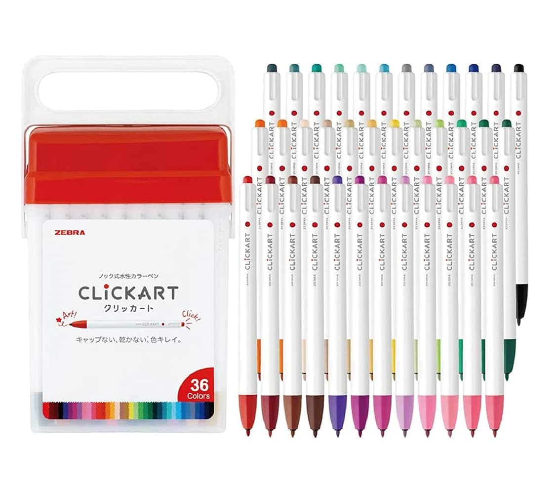 Zebra Clickart Water-Based Pen 36 Colors Case Set New Package WYSS22-36C-N Japan Import With Original Stylus Ballpoint Touch Pen