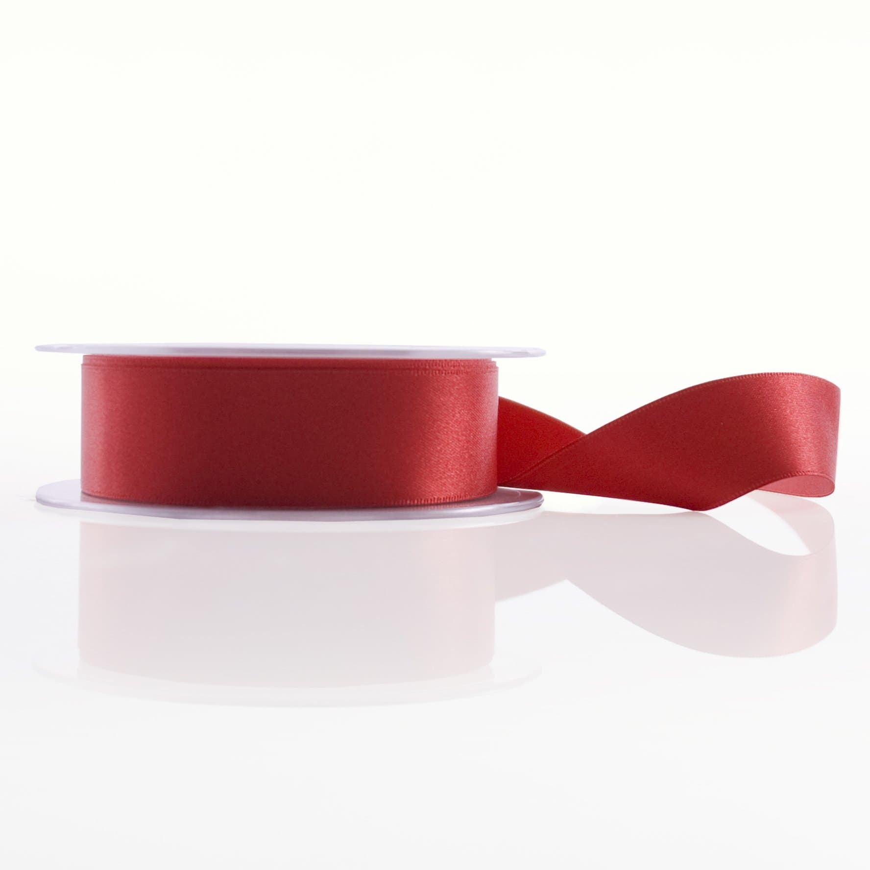 25mm Satin Ribbon Red Faced (25mm x 5 metres)