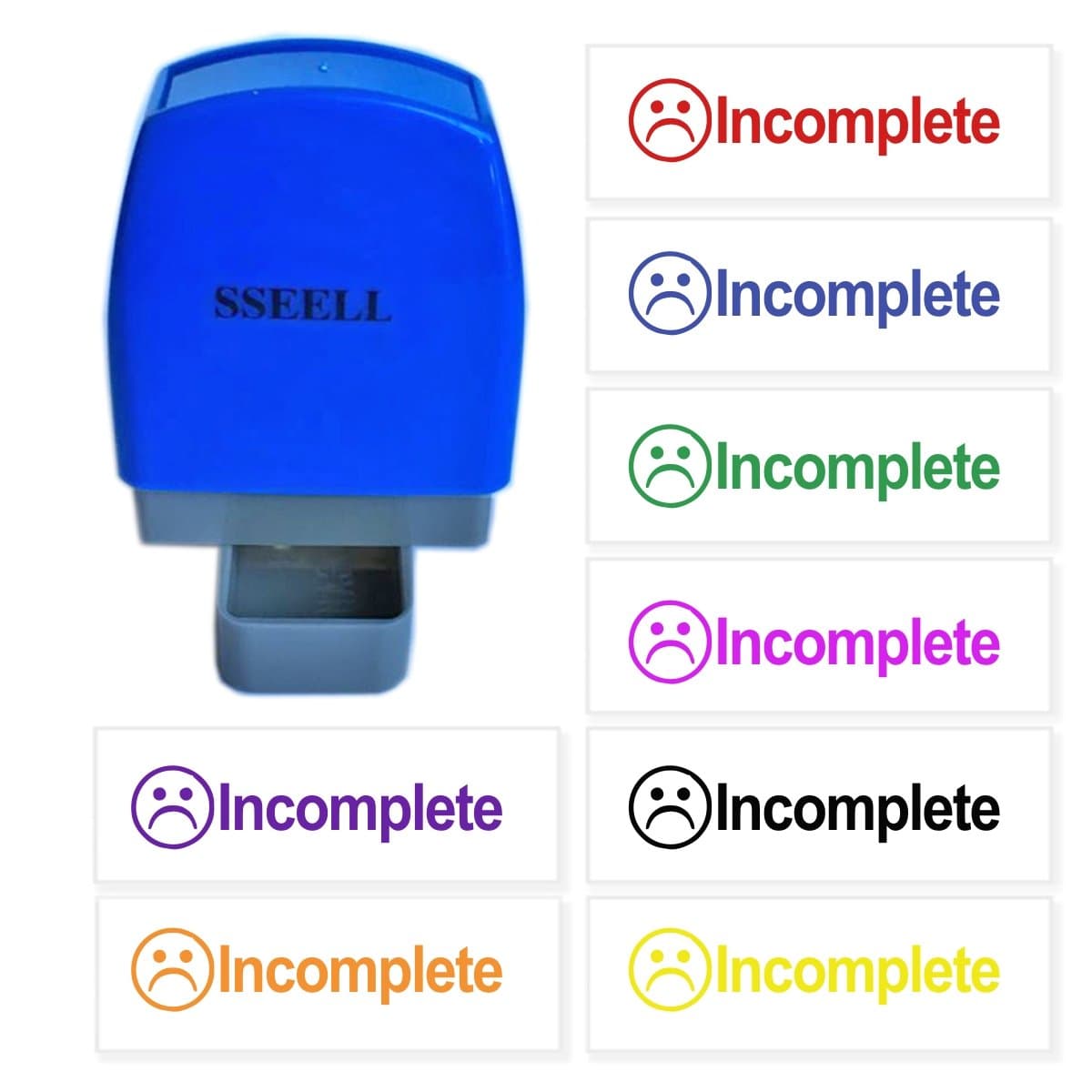 SSEELLIncomplete Reward Stamp Rectangular Rubber Flash Stamp Self-Inking Pre-Inked RE-inkable School Stationary - Red Ink Color