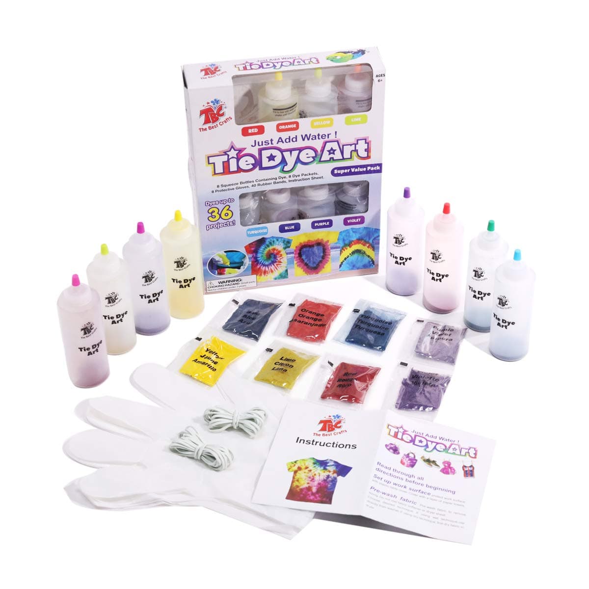 8 Colours Tie Dye Kit. with Bonus Tie Dye Powder Refiils Packs