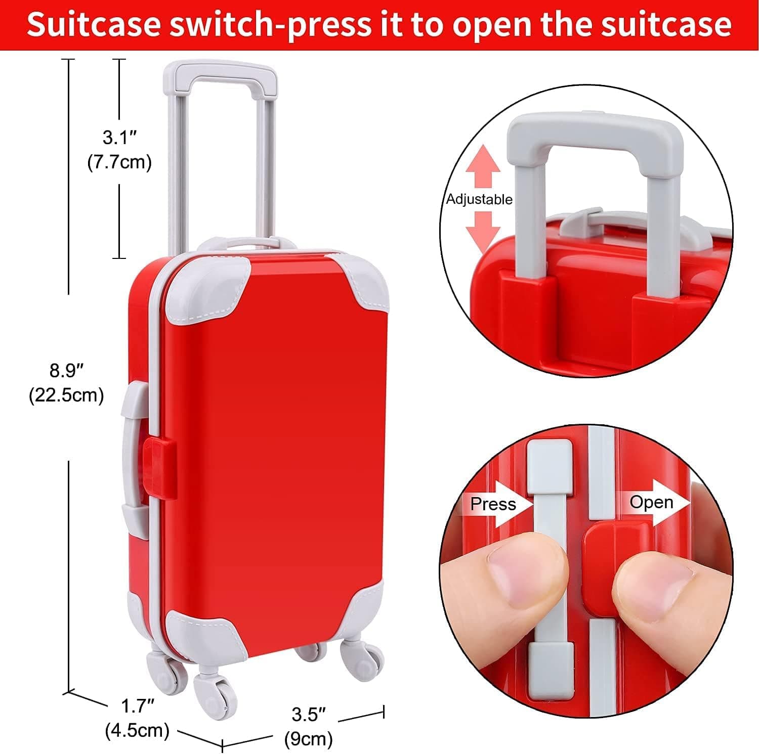 Ecore Fun 23 Pcs 18 Inch Girl Doll Travel Suitcase Play Set for 18 Inch Doll, Including Doll Clothes Suitcase Backpack Camera Pad Cell Phone Neck Pillow Glasses and Other Travel Set