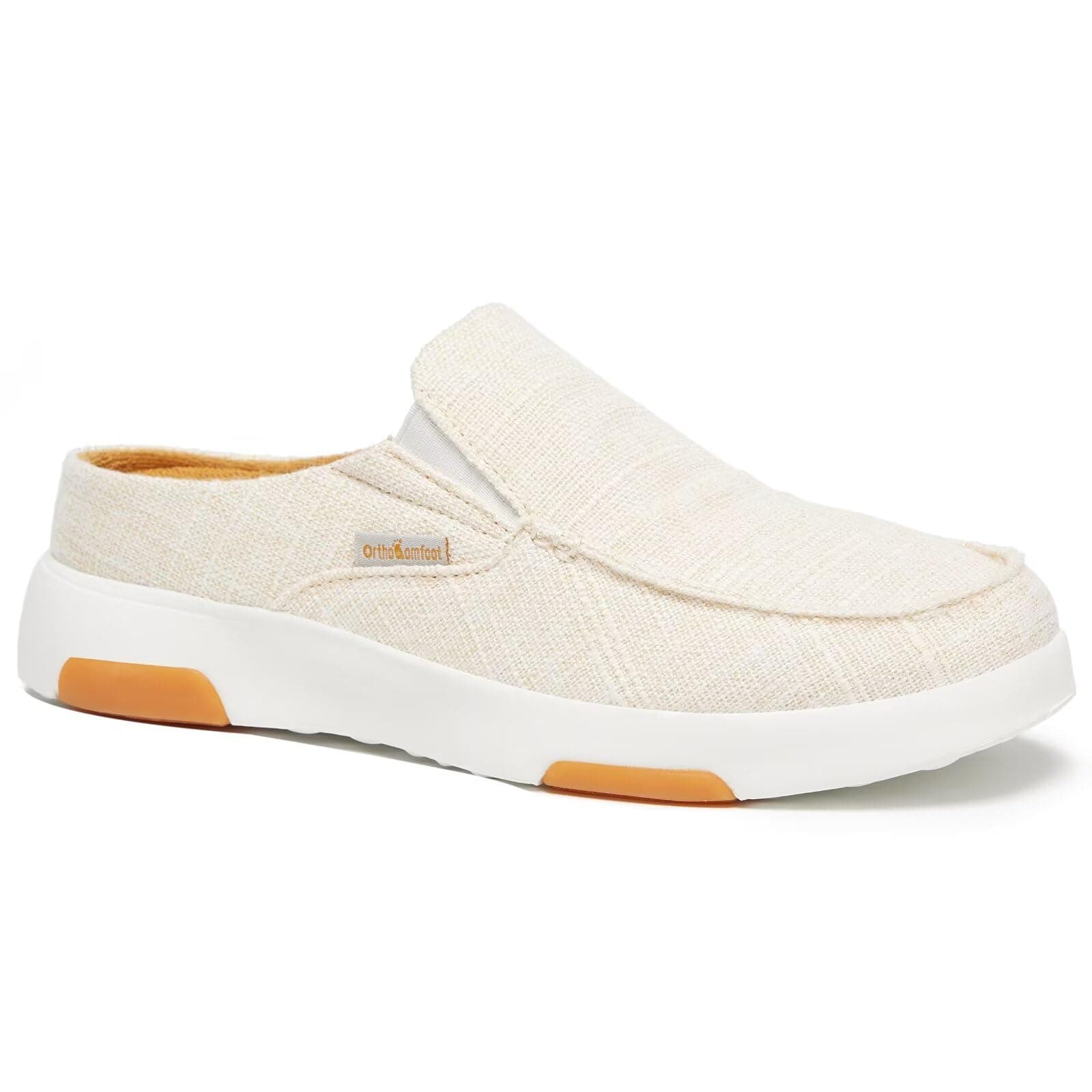 Women's Orthopedic Slip-On Loafers Walking Shoes: Comfortable Arch Support Slippers for Plantar Fasciitis, Casual Canvas Orthotic Mule Clogs for Foot Heel Pain Relief