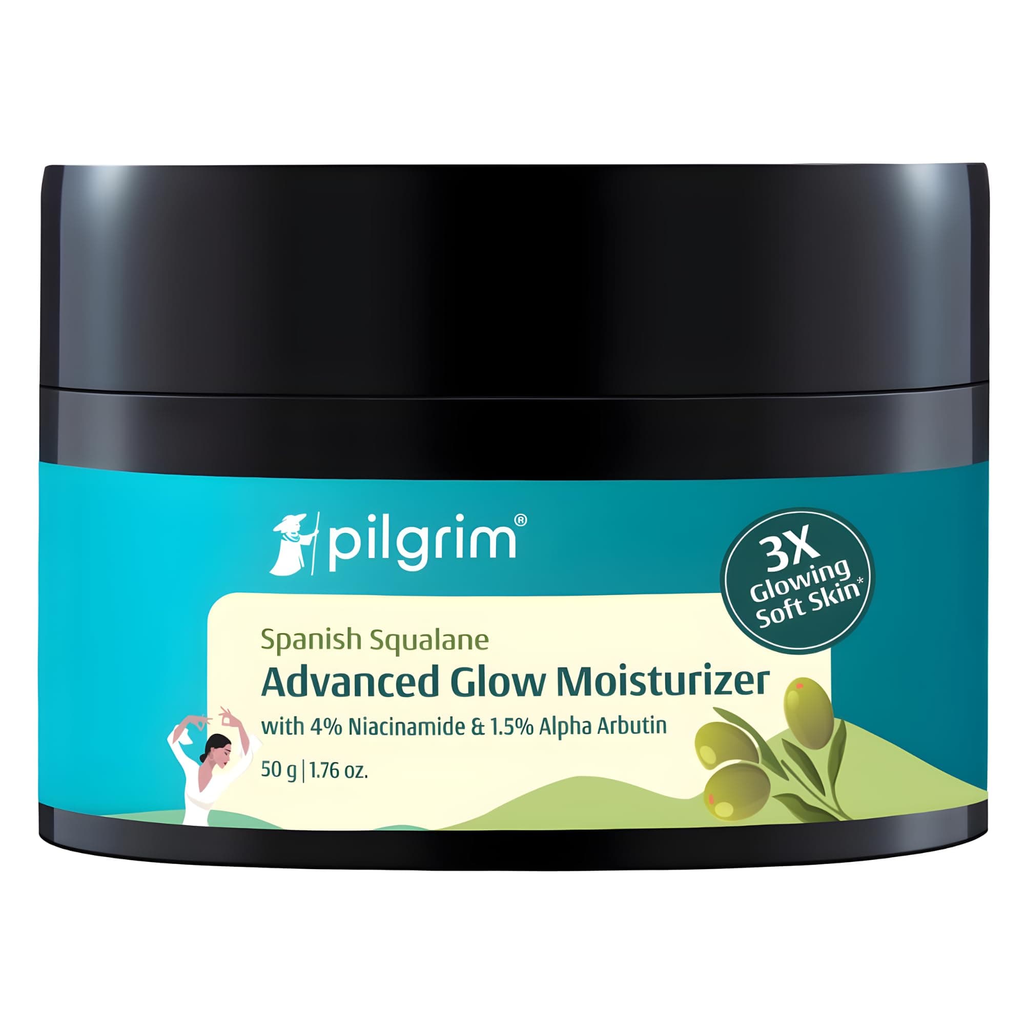 Pilgrim Squalane Niacinamide & Vitamin C Glow Moisturizer for face | Moisturizer for dry skin hydration | Face moisturizer with vitamin c for glowing skin | Non-greasy | 50 gm