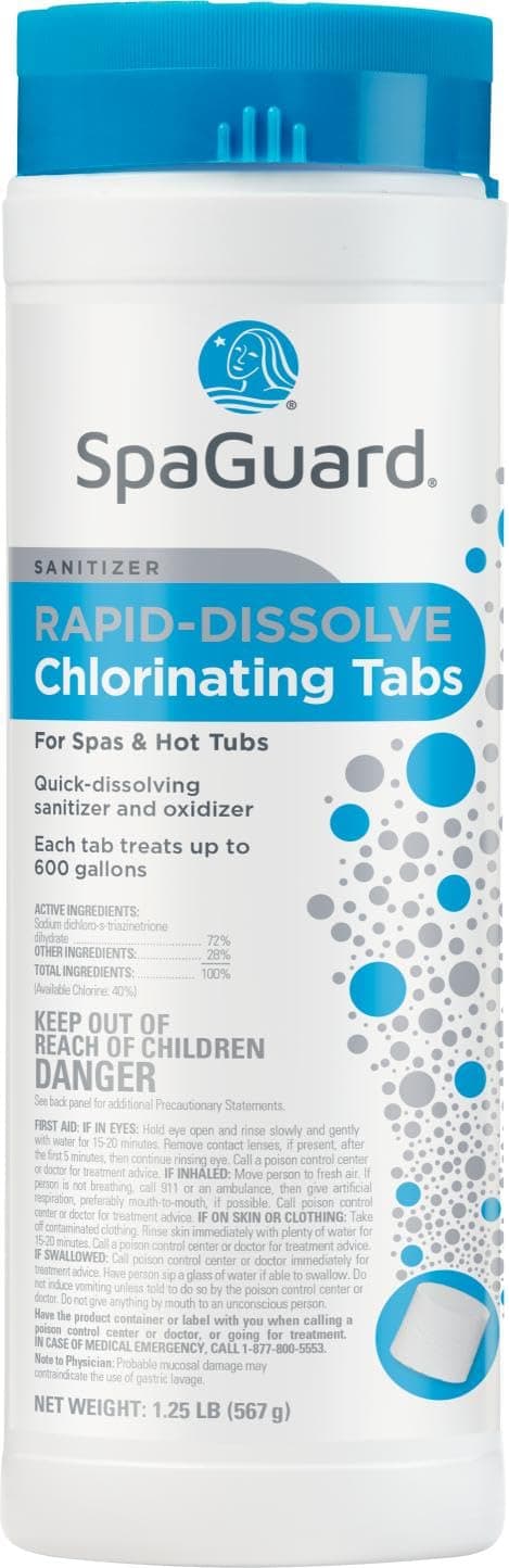 Rapid-Dissolve Chlorinating Tabs for Spas & Swim Spas, 1.25 lb, Quick-Dissolving Sanitizer & Oxidizer, Restores Water Clarity