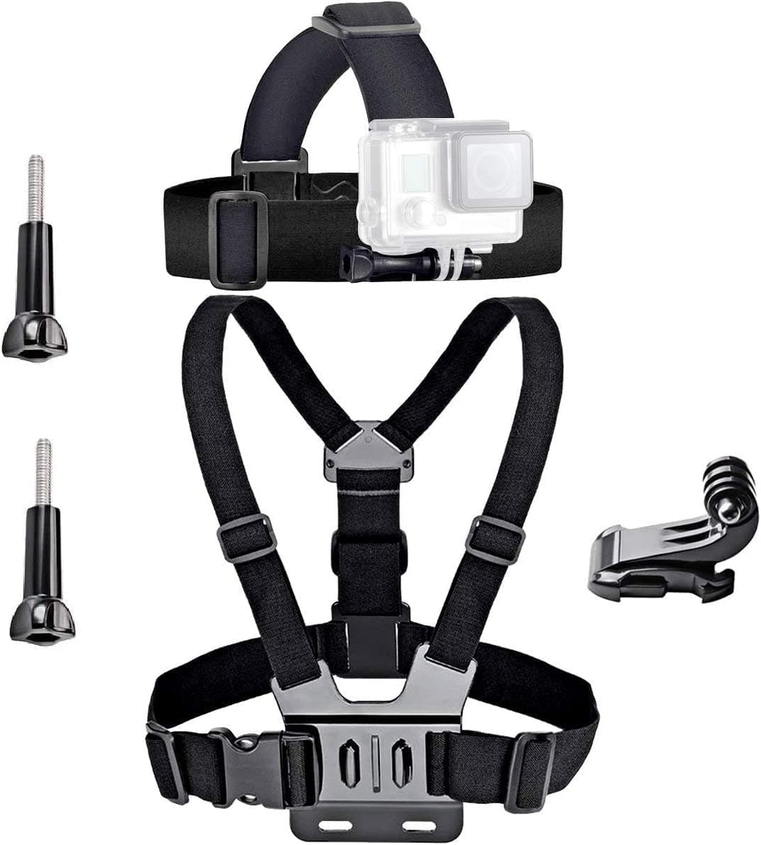 Action Camera Accessories Head Strap Mount Chest Harness Compatible with AKASO EK7000 Brave 4 Brave 7 LE V50X Native/GoPro HERO 13 12 11 10 9 8 7 6 5/VEMONT/Dragon Touch/ODDV/HLS/Apexcam/REMALI