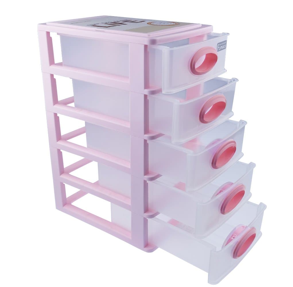 Cand Desktop 5-drawer Storage Unit for Office (pink), F