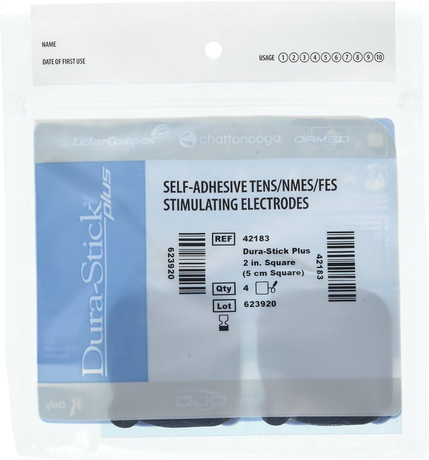 Chattanooga Dura-Stick Plus Self Adhesive Electrodes, 2" x 2" Square, Pack of 10
