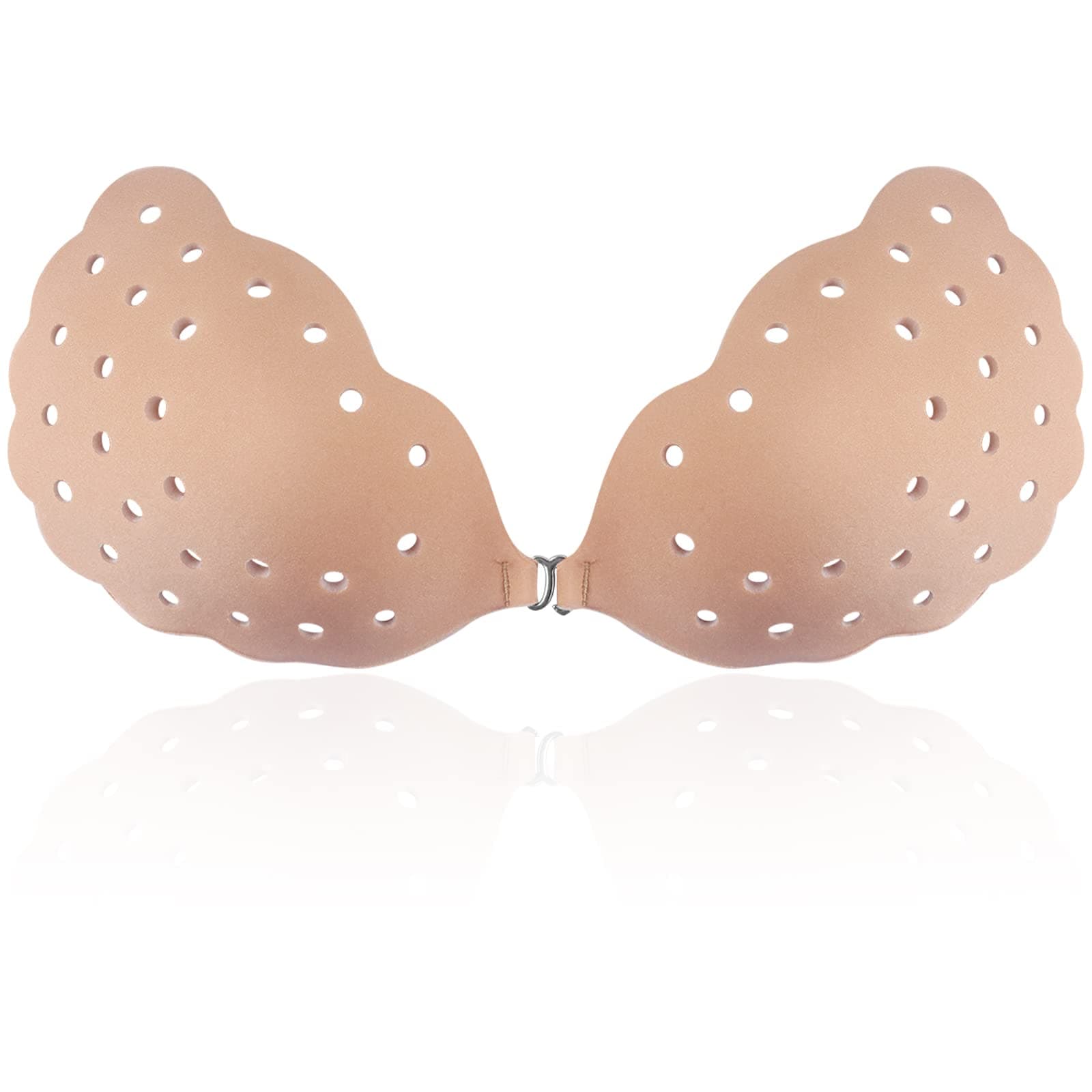 Niidor Adhesive Sticky Bra Invisible Strapless Breathable Push up Bras with Silicone Nipple Covers for Women
