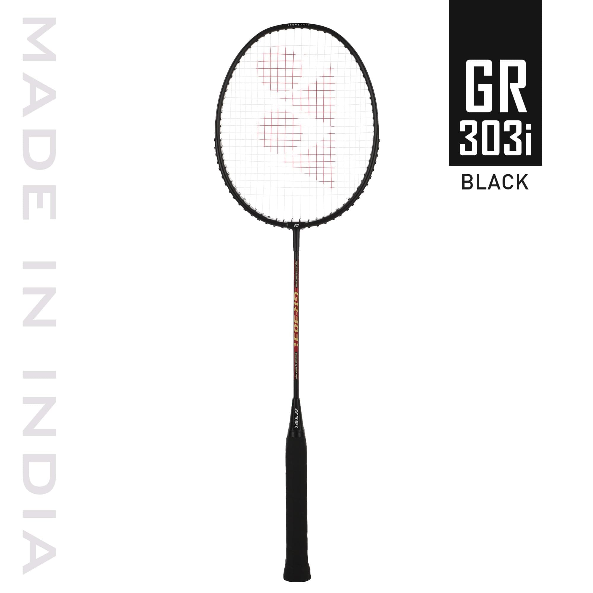 Yonex GR 303i Black Aluminum Badminton Racket with Full Coverage
