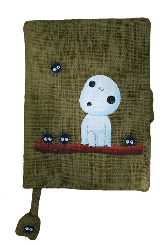 Notebook with Hand Painted on Green Cotton Cover Tree Spirit