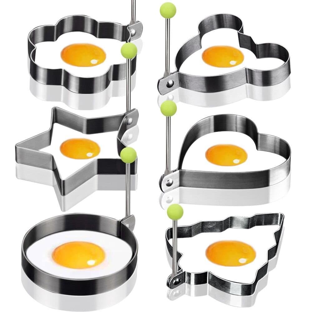6 stainless steel frying ring, non-stick egg rings, cooking egg, fried pancake, omelettes mould, rings kitchen tool pancake rings