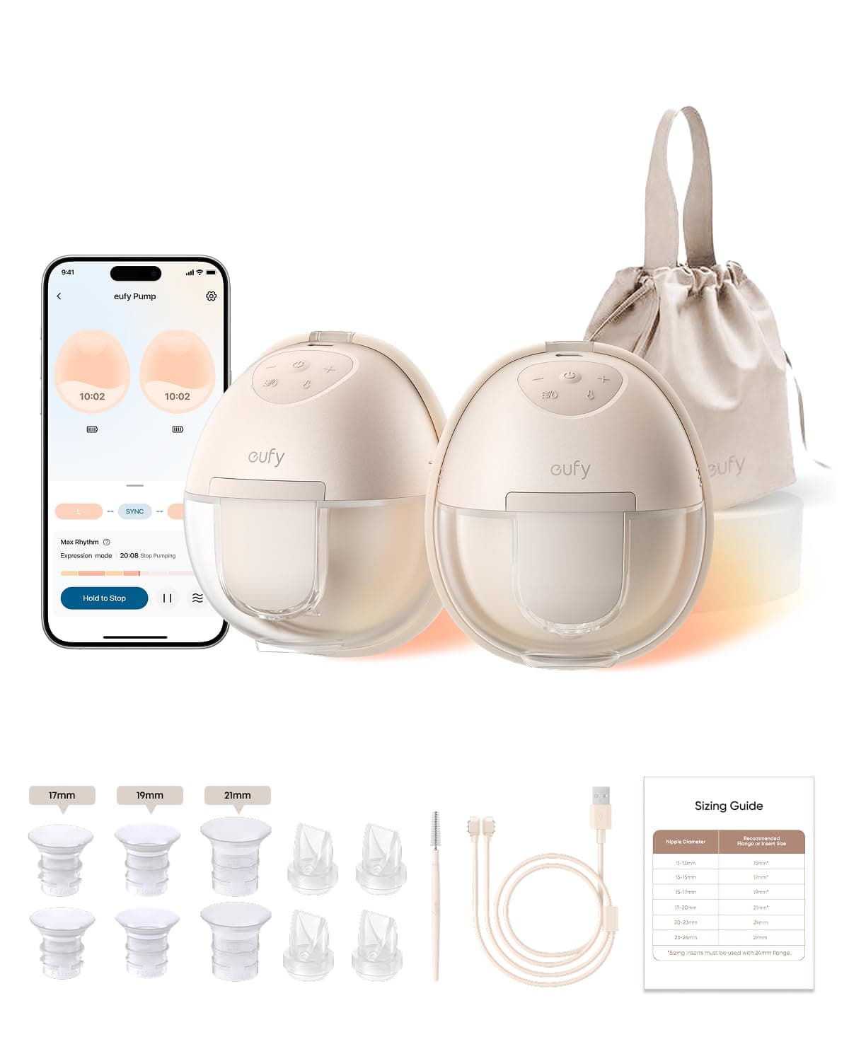 Wearable Breast Pump S1 Electric Hands-Free Breast Pump with Heating Technology, App-Controlled Smart Rhythm, Hospital-Grade Suction, Portable Design, Leak-Proof and Ultra-Quiet