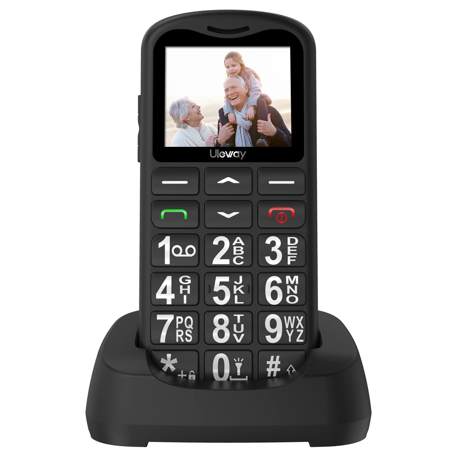Big Button Mobile Phone for Elderly Easy to Use Basic Mobile Phone SIM Free Unlocked Senior Phone with SOS Button, Speed Dial, 800mAh, Bluetooth and Charging Dock-Black