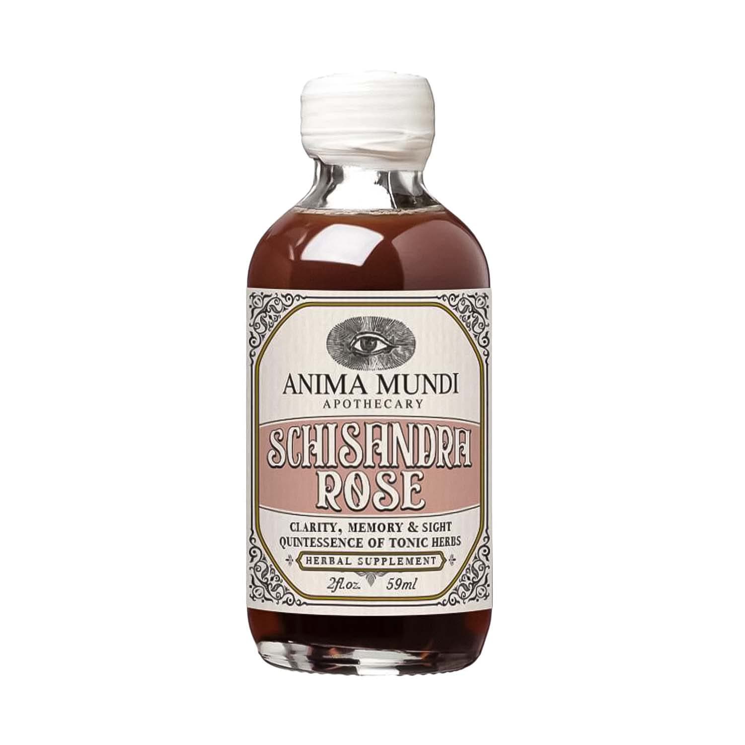 Anima Mundi Apothecary Schisandra Rose Elixir - Liquid Schisandra Berry Adaptogen Supplement with Wildcrafted Rose Petals for Liver and Kidney Support - Anima Mundi Beauty Supplements (2oz / 59ml)