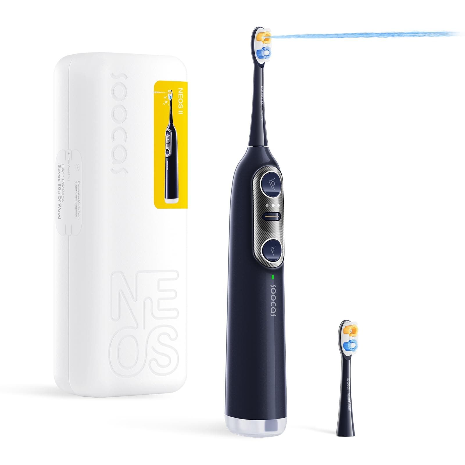 SOOCASNEOS II - Sonic Electric Toothbrush and Water Flosser, Cordless Oral Irrigator, Electric Toothbrush for Adults, Portable Water Flosser, Superior Plaque Removal, Dark Violet
