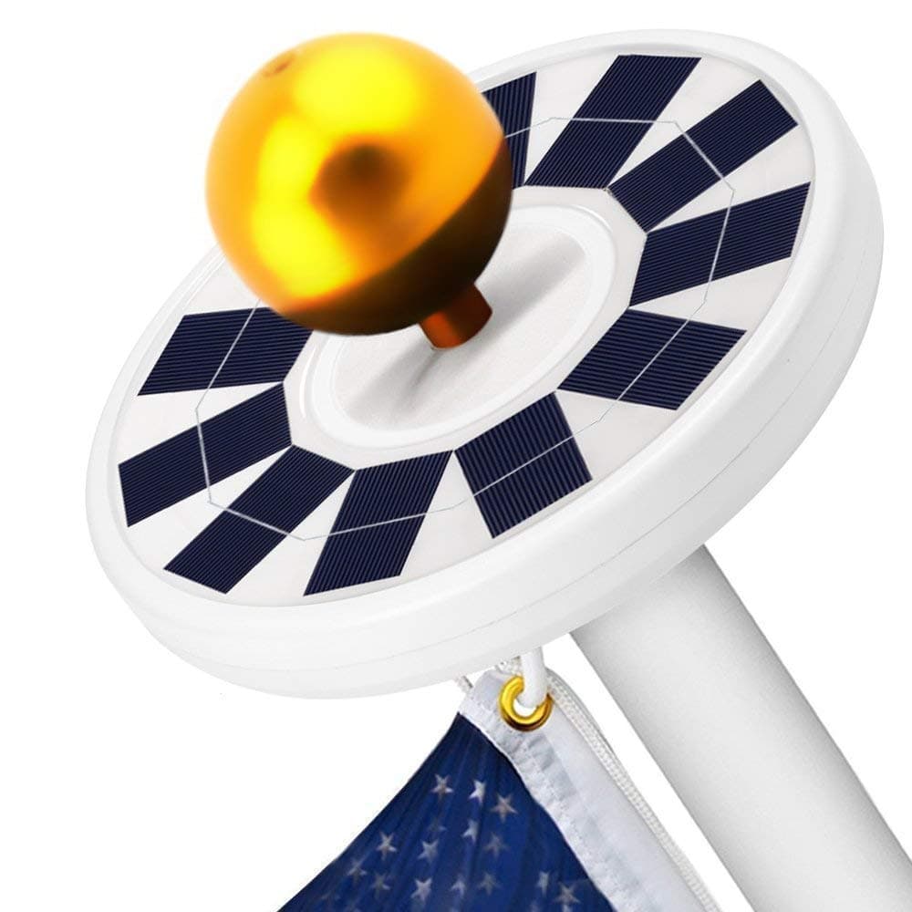 48 LED Solar Flag Pole Light, Super Bright Flag Pole Light Solar Powered Night Light-Flag Downlight for Most 15 to 25 Ft Topper Auto On/Off, Weatherproof &Energy Saving