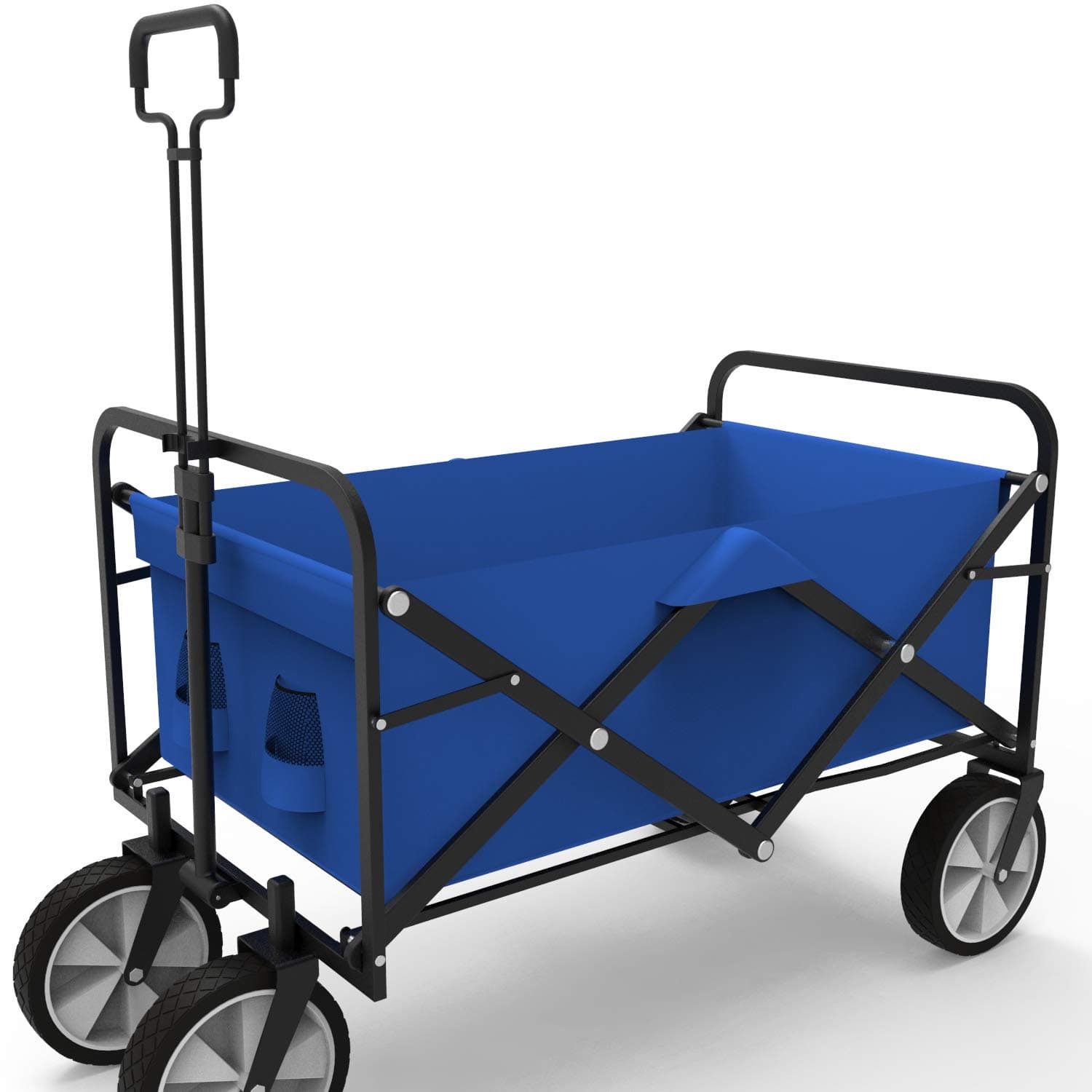 Wagon Collapsible Cart Camping Beach Garden Truck Utility Buggy Grocery Folding Wagon Outdoor Blue
