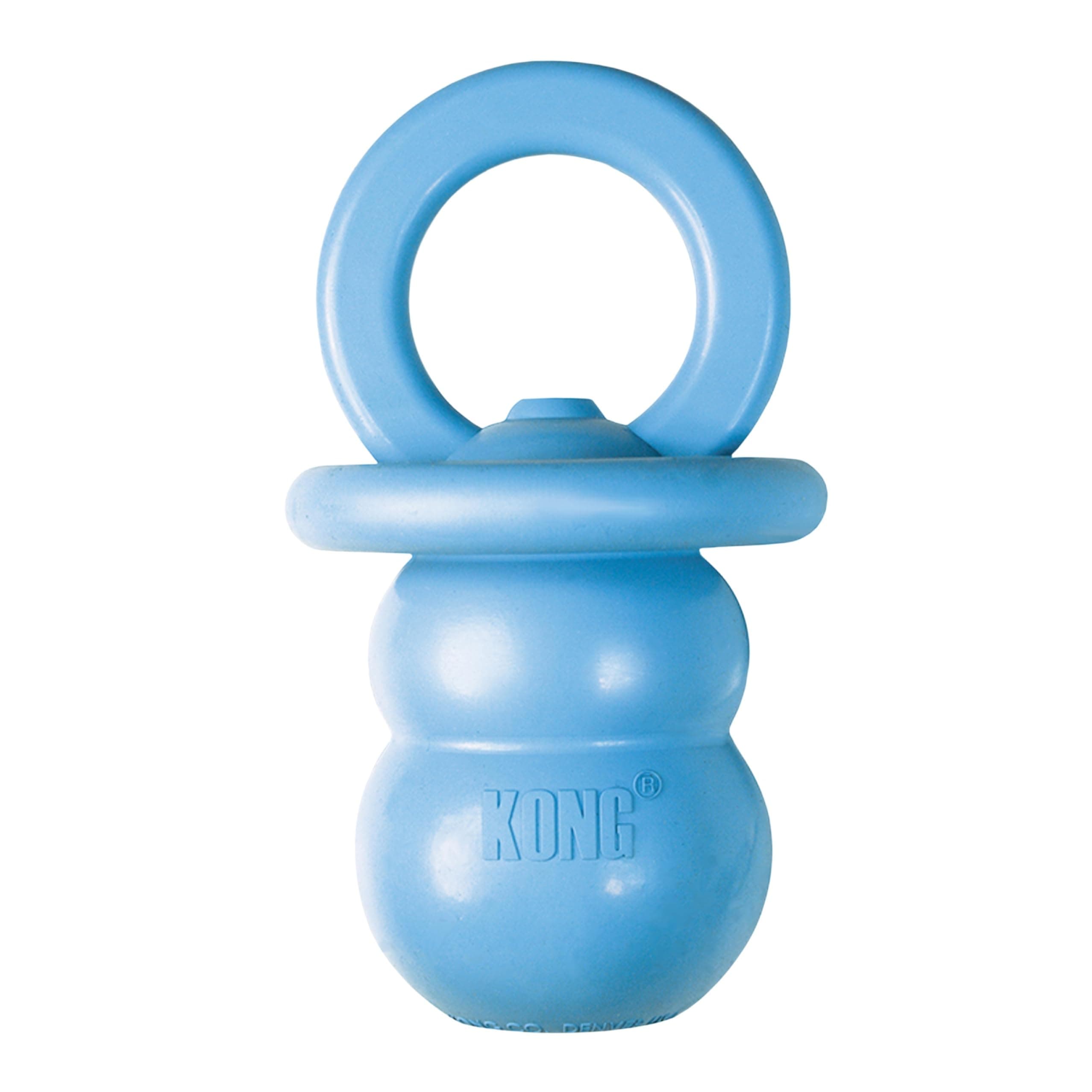 KONG Puppy Binkie - Pacifier Dog Toy for Puppies - Stuffable Treat Chew Toy for Treats - Durable Natural Rubber for Teething Puppy - for Small Puppies - Blue