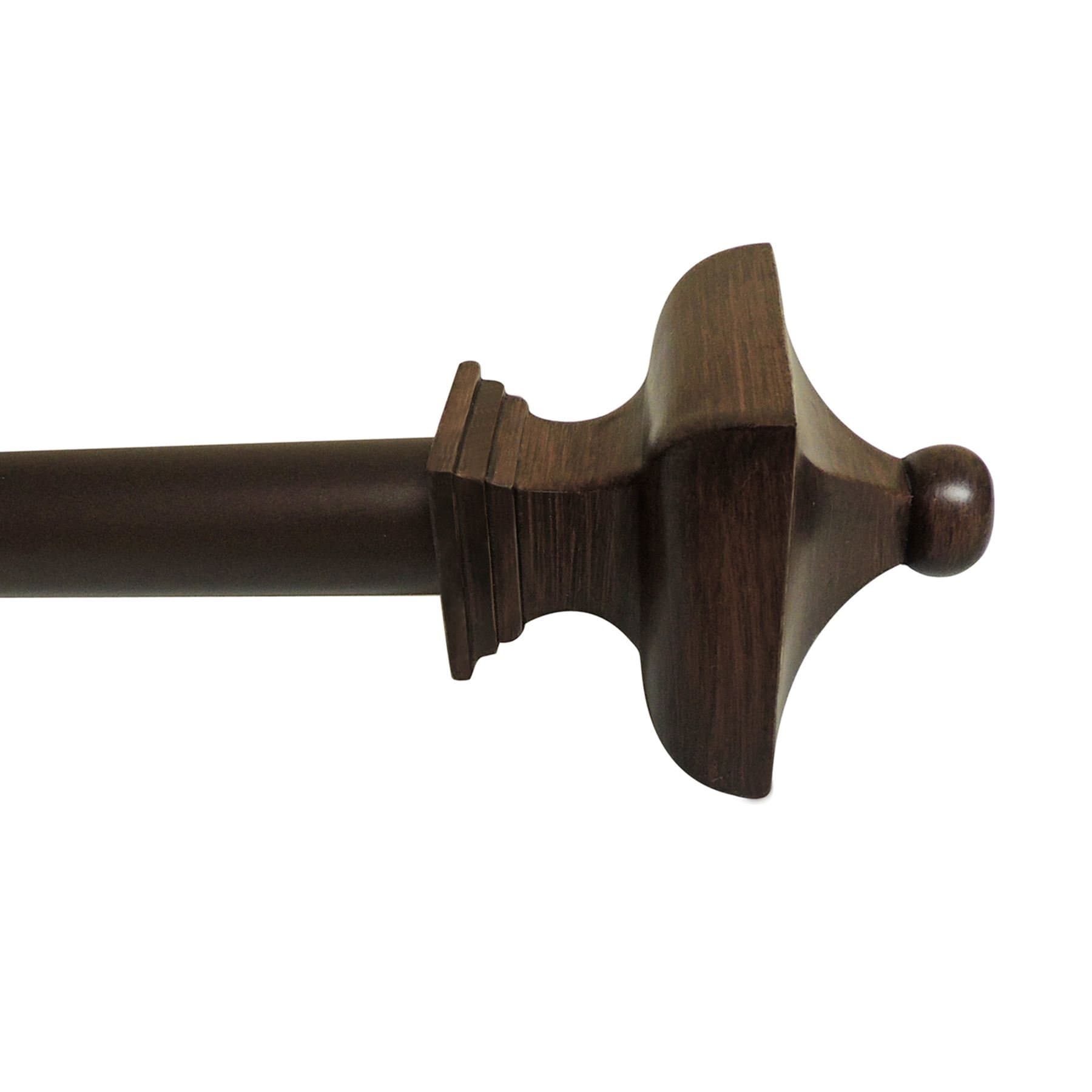 Decorative Curtain Rod, Adjustable Curtain Rod,Drapery Rod,Includes Single Rod & 2 Wood Color Resin Finials & Adjustable Brackets, 1'' Diameter,Comes in 3 Sizes