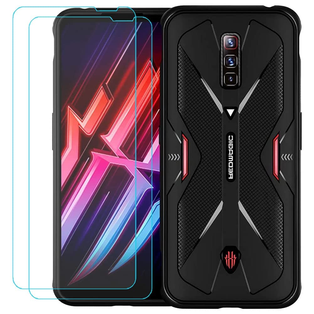Case for Red Magic 6/6 Pro/6S Pro, Bumper Defender Protective Phone Cover with 2 x Tempered Glass Screen Protector (Black)