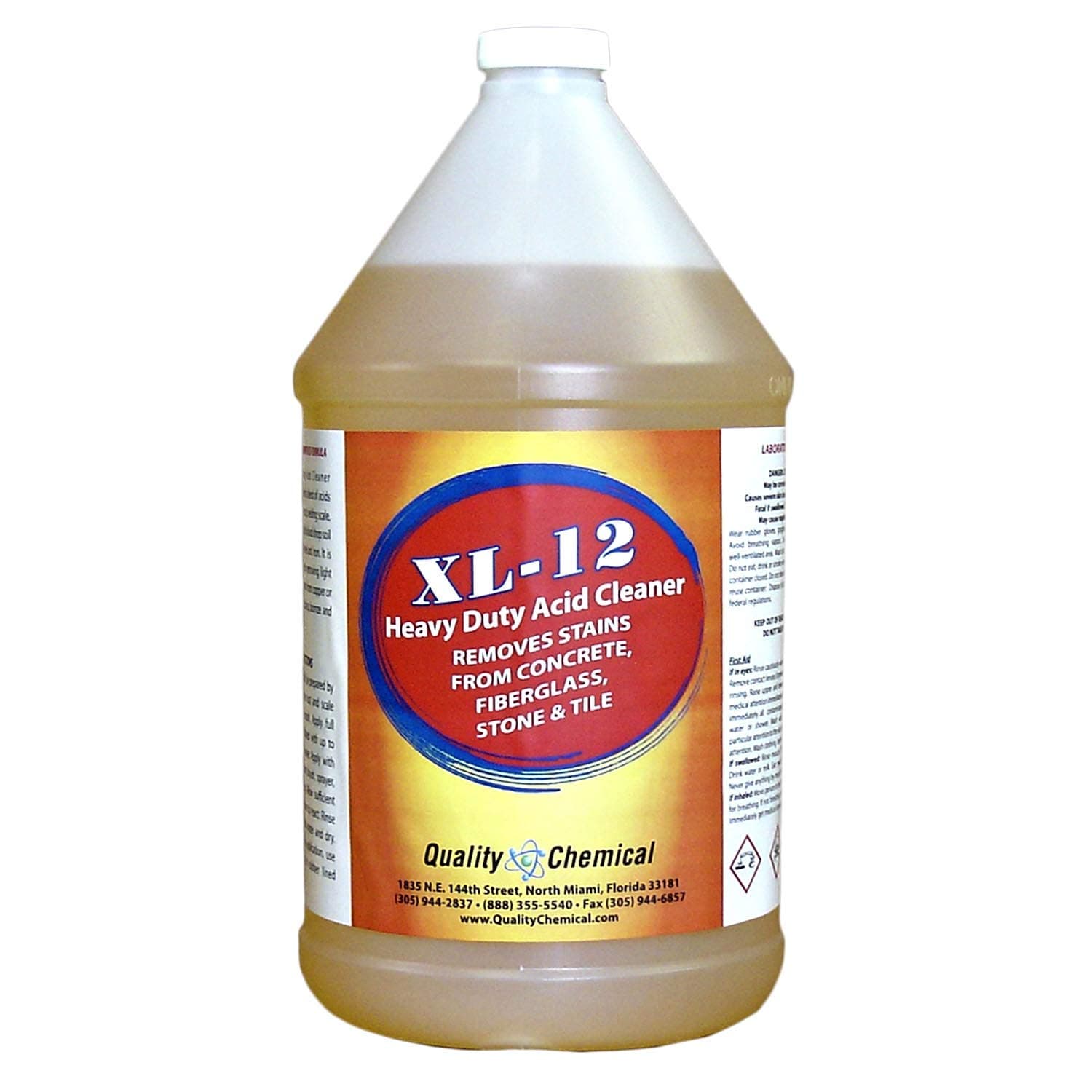 Quality Chemical XL-12 High Power Acid Cleaner formulated to remove rust stains oxidation from concrete, fiberglass, stone, tile as well as brass.-1 gallon (128 oz.)