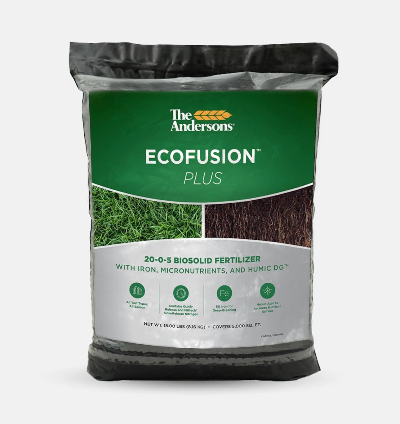 Professional Ecofusion™ Plus 20-0-5 Biosolid Fertilizer with Humic Acid, Iron and Micronutrients 18 lb. Bag - Covers up to 5,000 sqft.