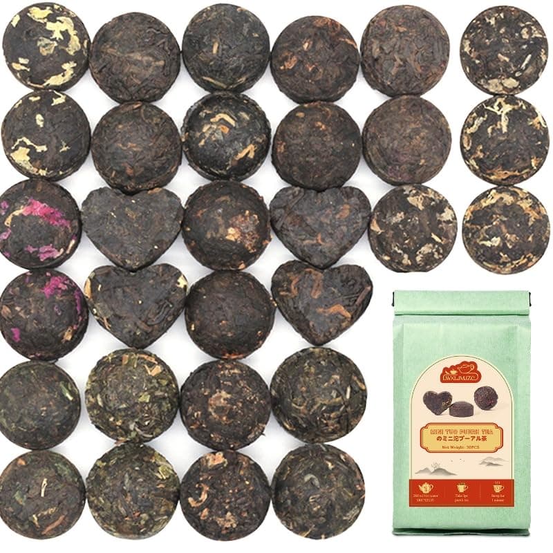 LWXLJMJZC-Ripe Puerh Tea Mini Cake 30pcs(10 Tastes*3pcs) |Yunnan Pu-erh Tea |Rice Balls (Cook&uncook) Pu'erh Tea | Mini Tuo Cha Black Tea