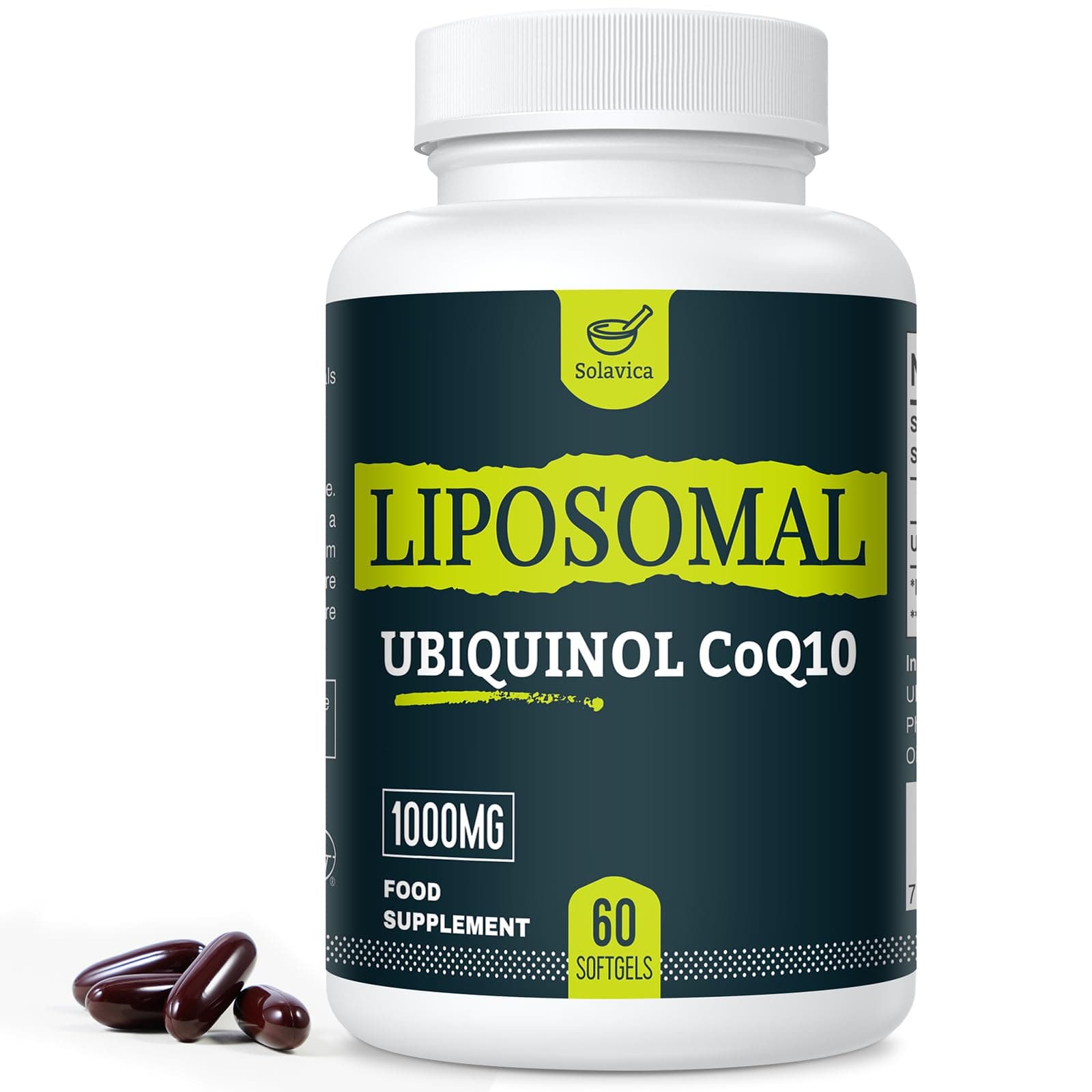 Liposomal Ubiquinol Vegan CoQ10 1000 mg, The Active Form of CoQ10, User-Friendly Formula, Easy to Absorb, Designed for Various Lifestyles, 60 Softgels, Pack of 1