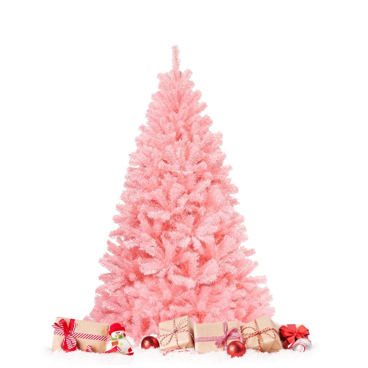 HAPPYGRILL6FT Artificial Pink Christmas Tree with Stand New PVC Material Rich Thicken Tips Christmas Festival Decoration