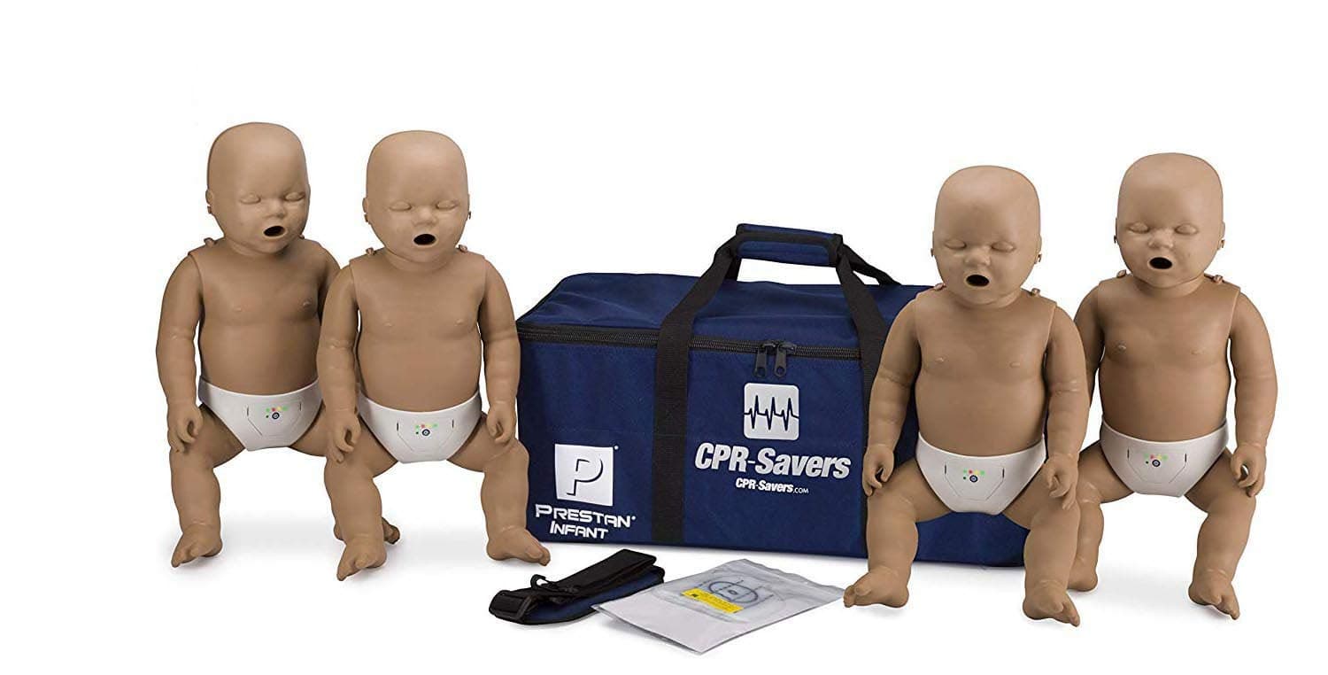 & First Aid Supply Prestan Professional Infant CPR Training Manikin with 2019 AHA Feedback Monitor, Dark Skin, 4-Pack, PP-IM-400M-DS