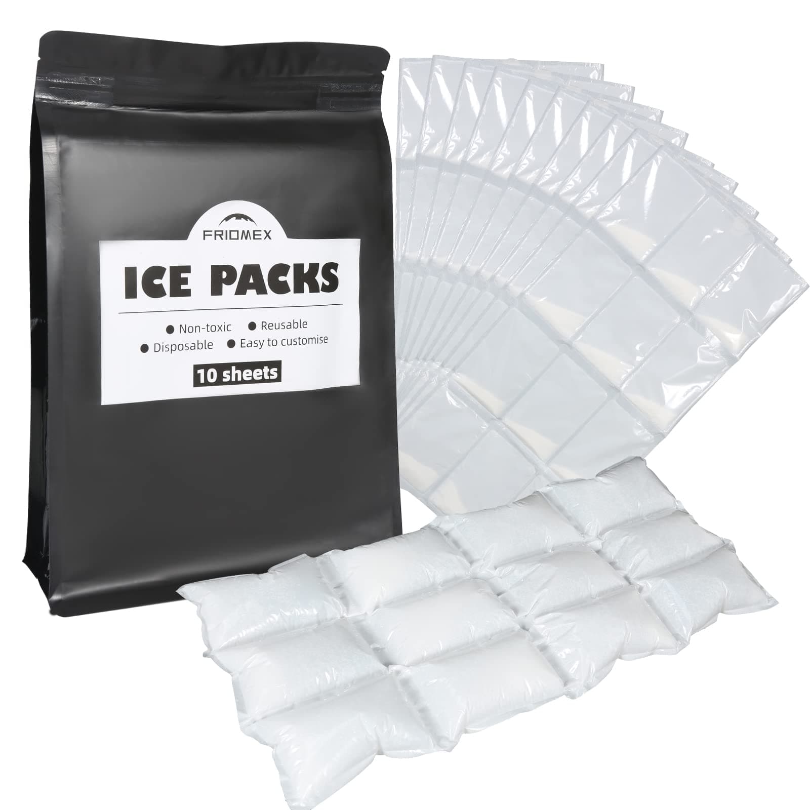 Friomex Dry Ice Packs for Shipping - Keep Your Frozen Items Fresh with Disposable Ice Packs for Food and Coolers - Perfect for Shipping Frozen Food in a Box - Convenient Dry Ice Delivery 120 Packs