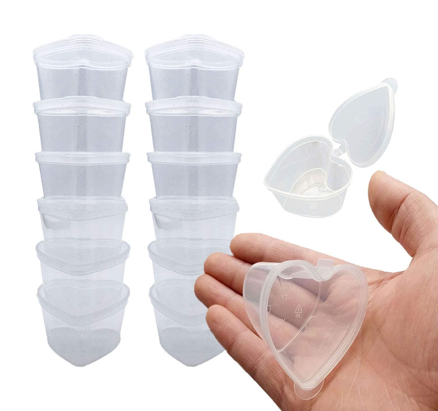 40 Packs Slime Containers, Heart Shaped Storage Containers With Lids for 20g Slime Art Craft Making