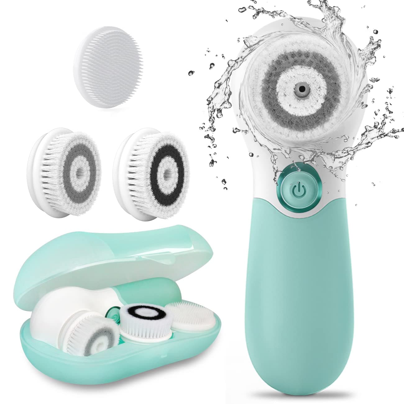 TOUCHBeauty Essentials Rotary Facial Cleanser with 3 Replacement Softening Deep Cleaning Brush Head & Storage Case TB-14838