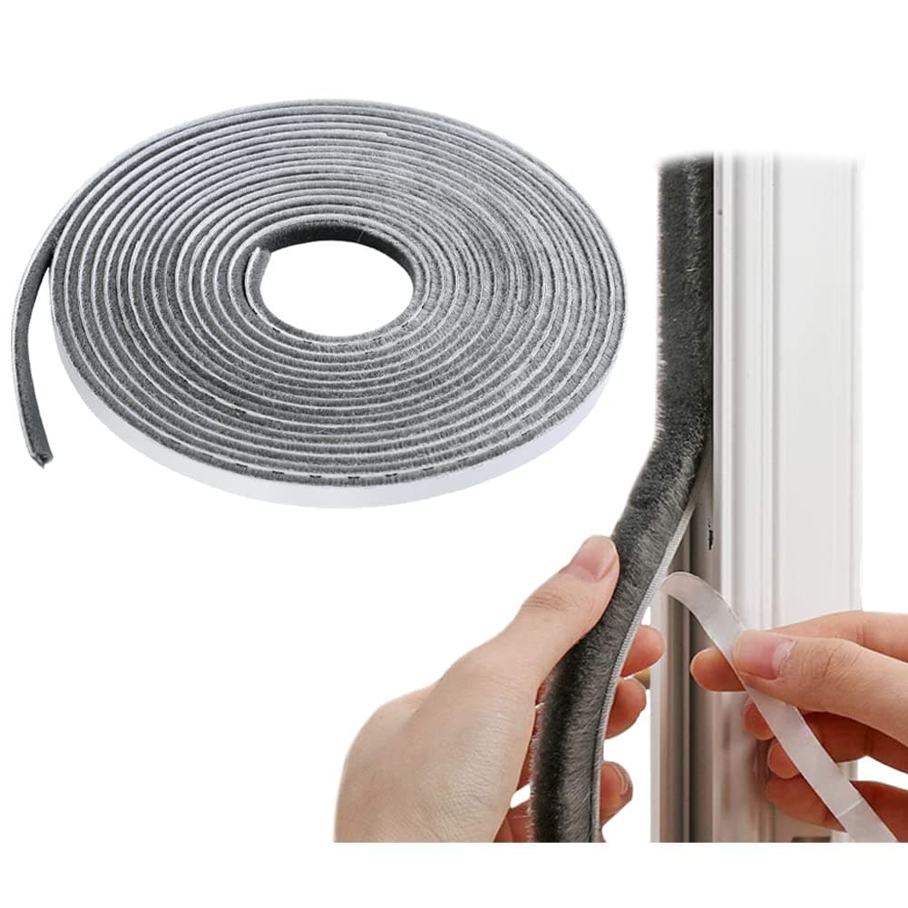 10 Meter Weather Stripping Windows Seal Brush Weather Stripping Self Adhesive Seal Strip Weatherstrip for Windows and Doors Dustproof Soundproof Windproof for Windows Bottom and Frame