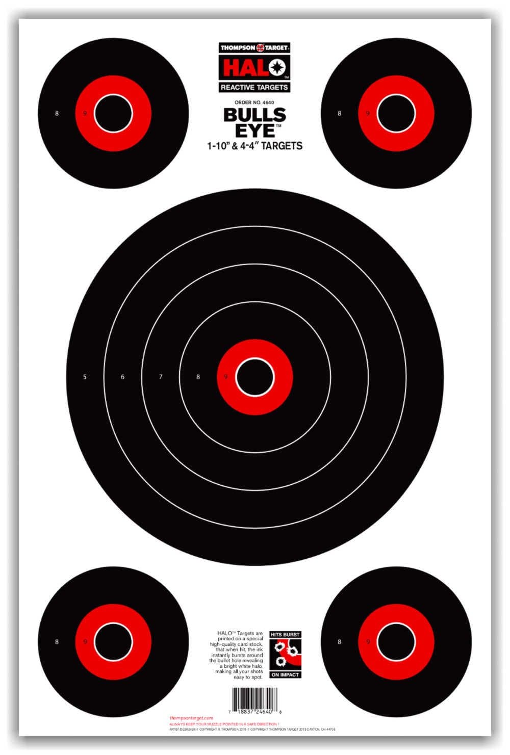 Halo Bullseye 1-10" & 4-4" - Reactive Splatter Gun Range Shooting Targets 12.5x19 Inch